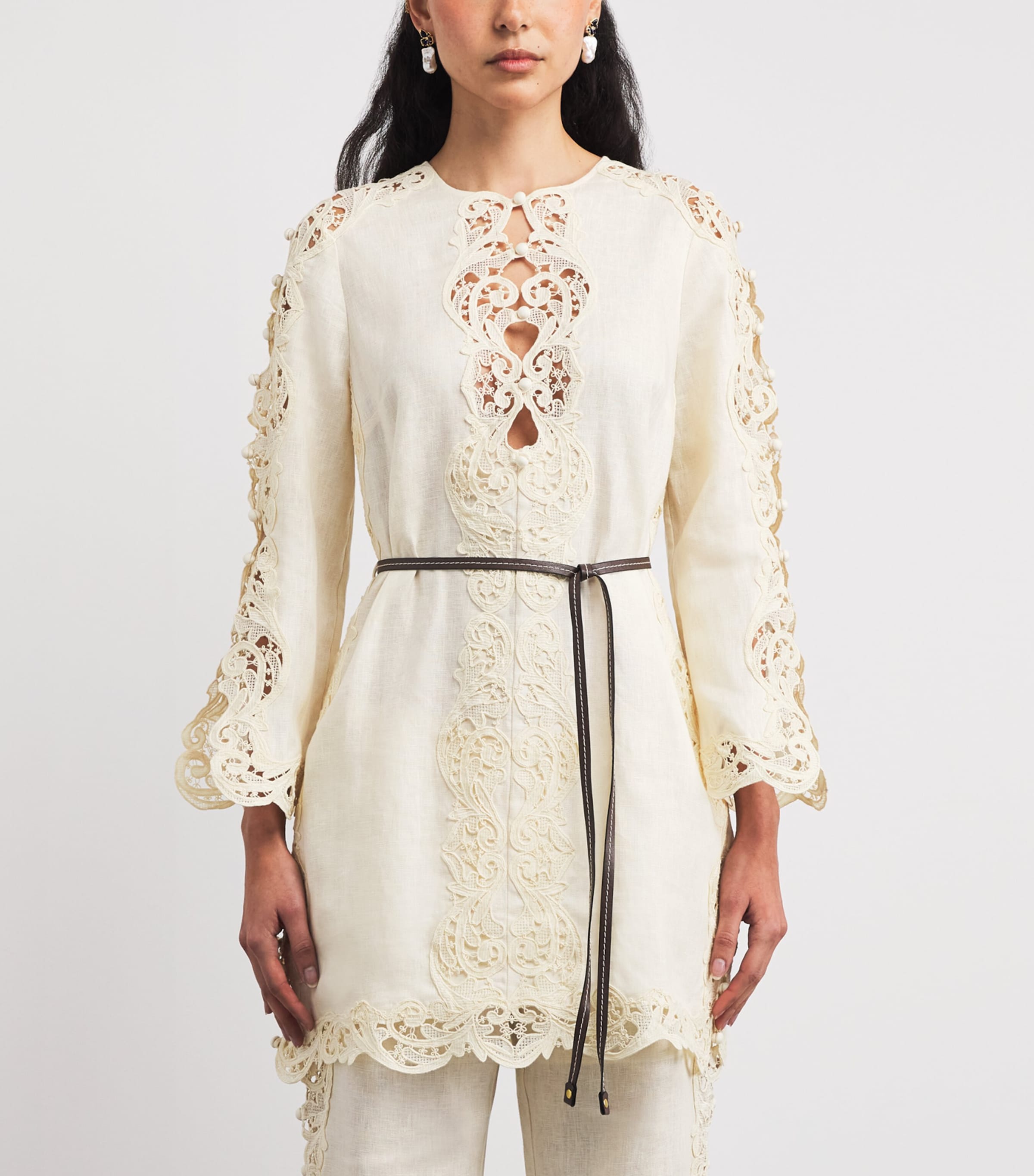 Linen Embroidered Awaken Mini Dress CREAMCRM Image 3