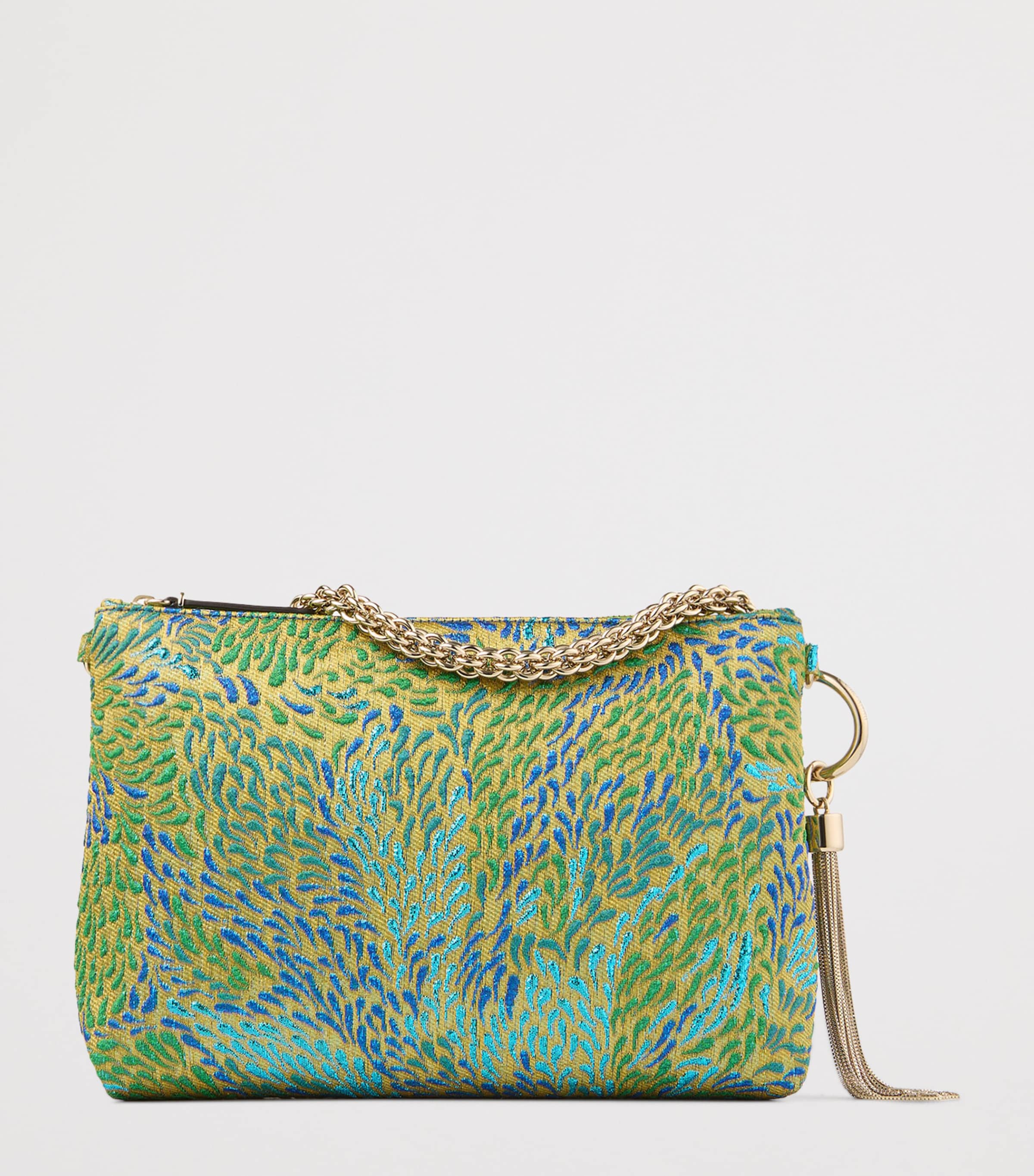 Jimmy Choo Callie Metallic Canvas Clutch Bag Green Mix/light Gold Image 3