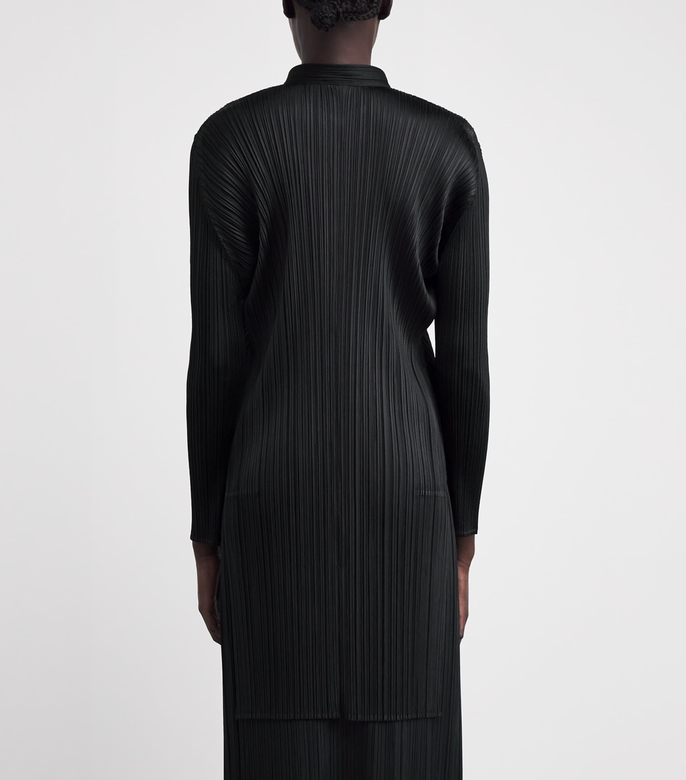 Pleats Please Issey Miyake Womens Pleated Stand Collar Shirt Black Image 5