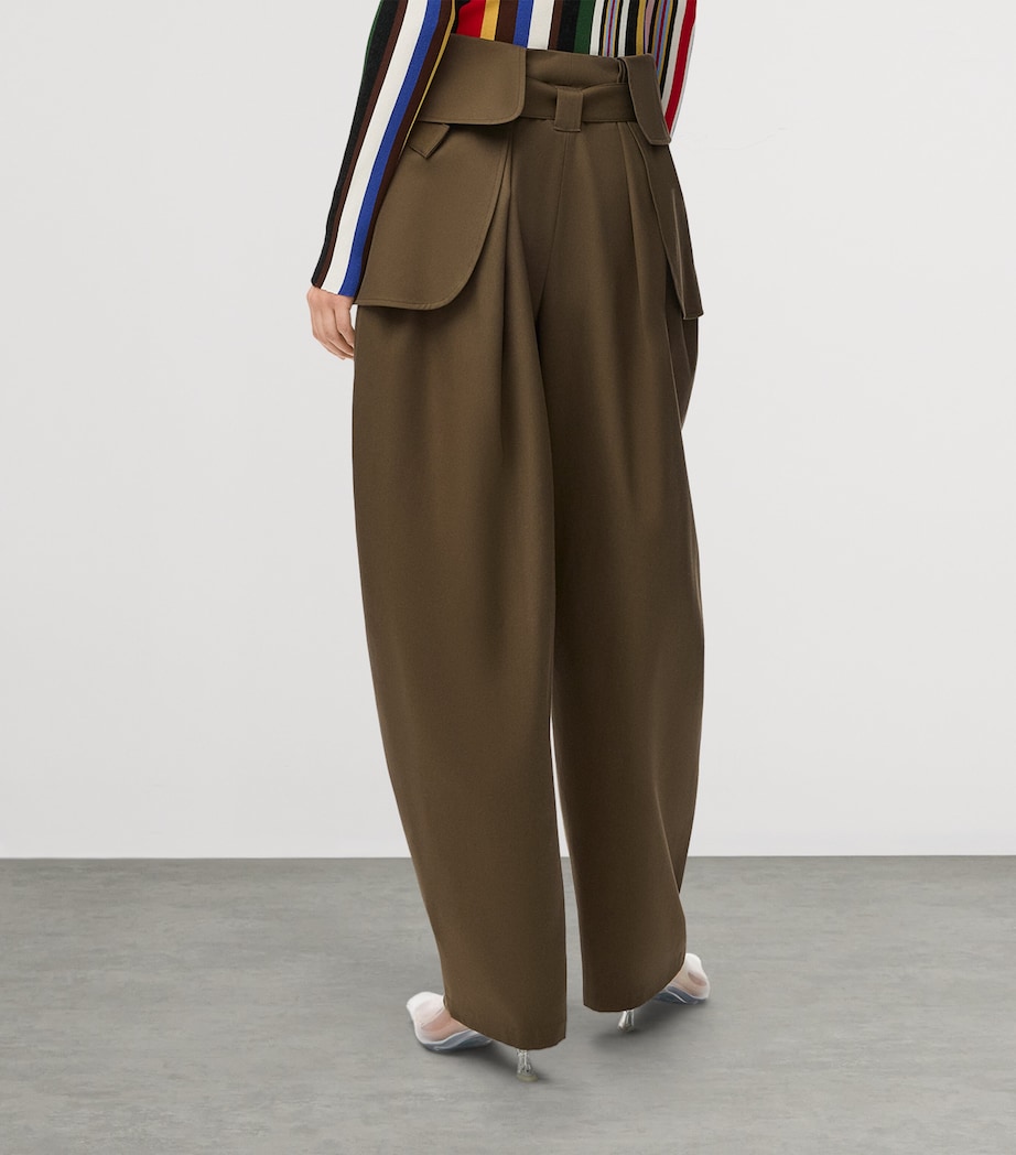 LOEWE Womens Cotton-Silk Cargo Trousers Khaki Green Image 4