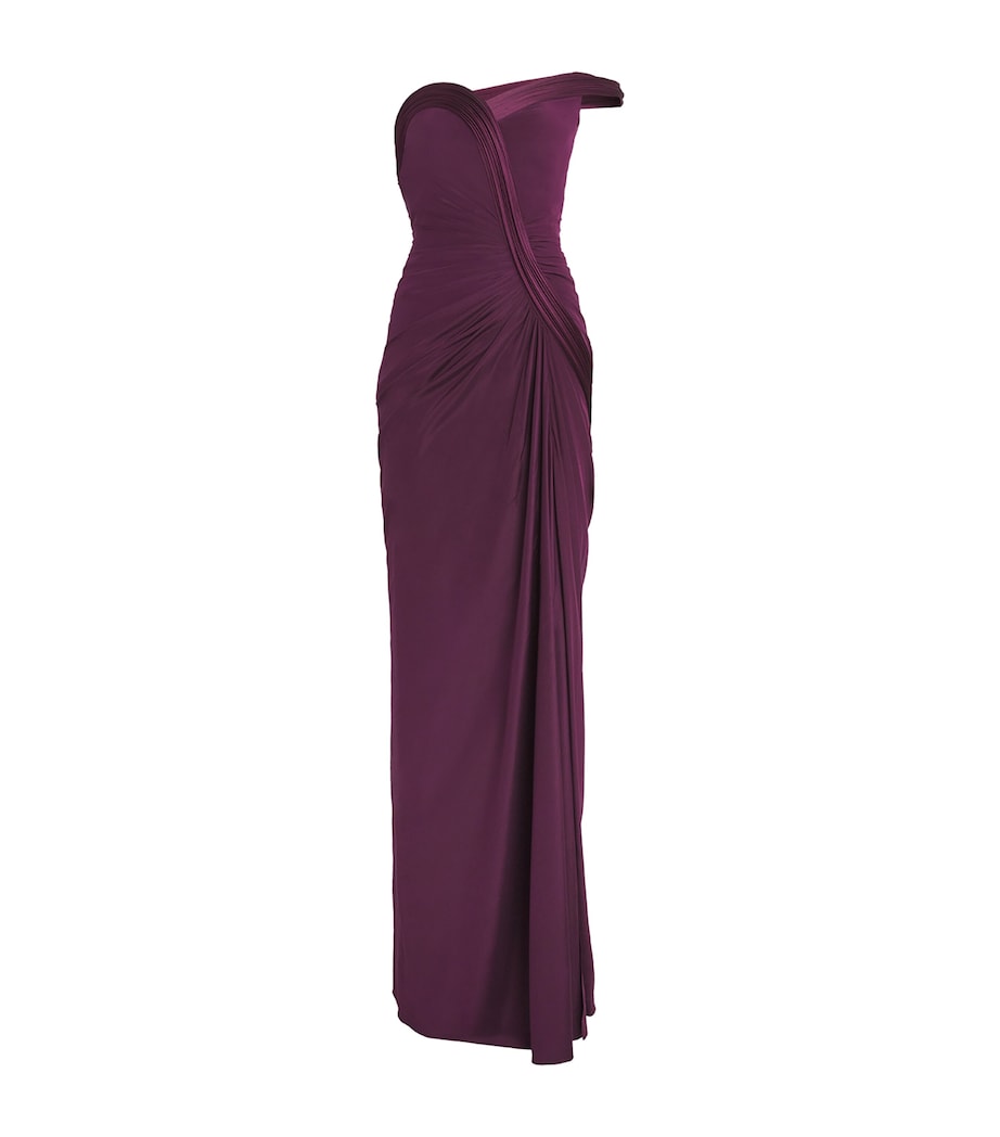 Gaurav Gupta Womens Silk Sculpted Athena Gown Aubergine Image 1