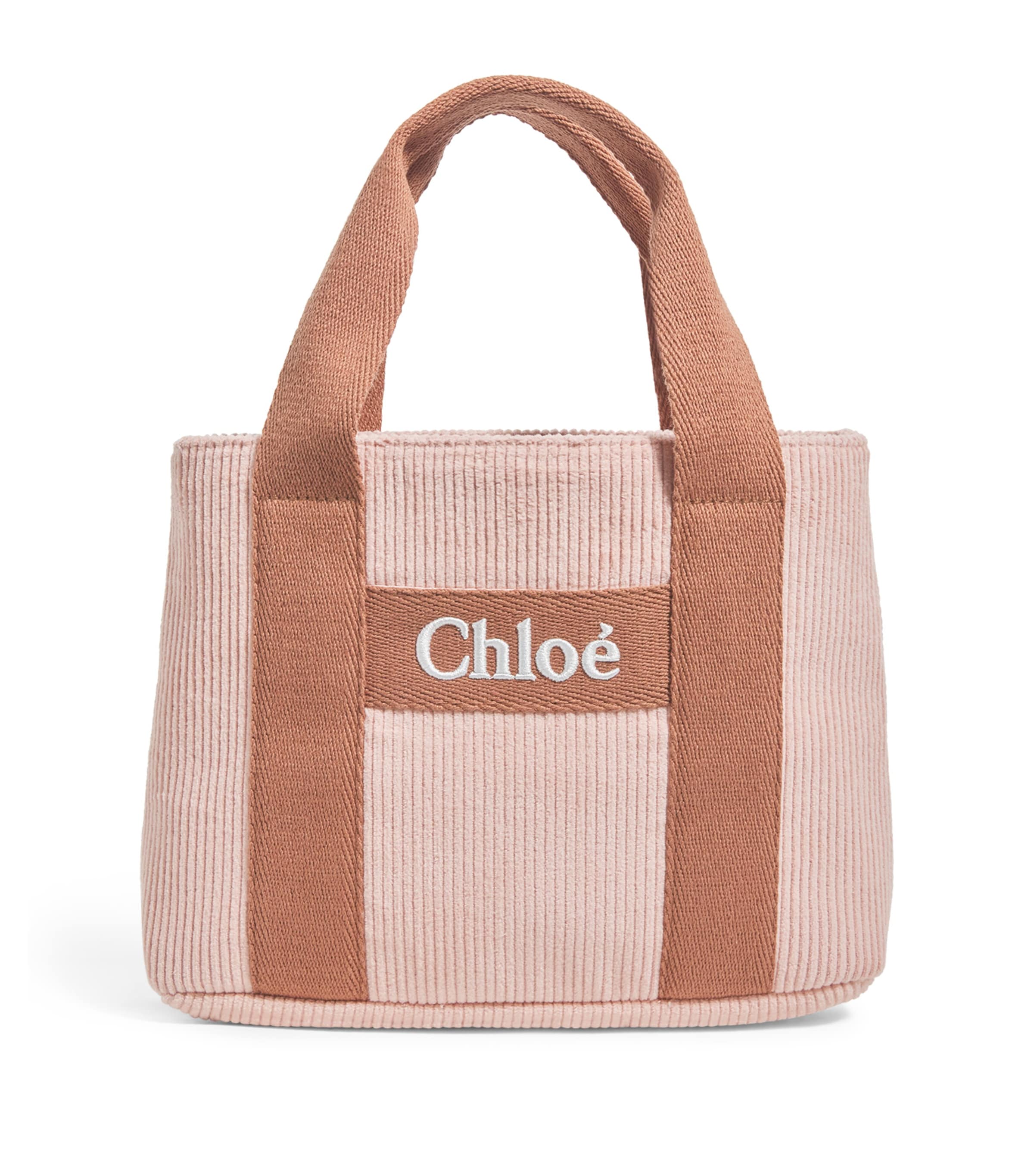 Chloé Corduroy Logo Shoulder Bag In Pink