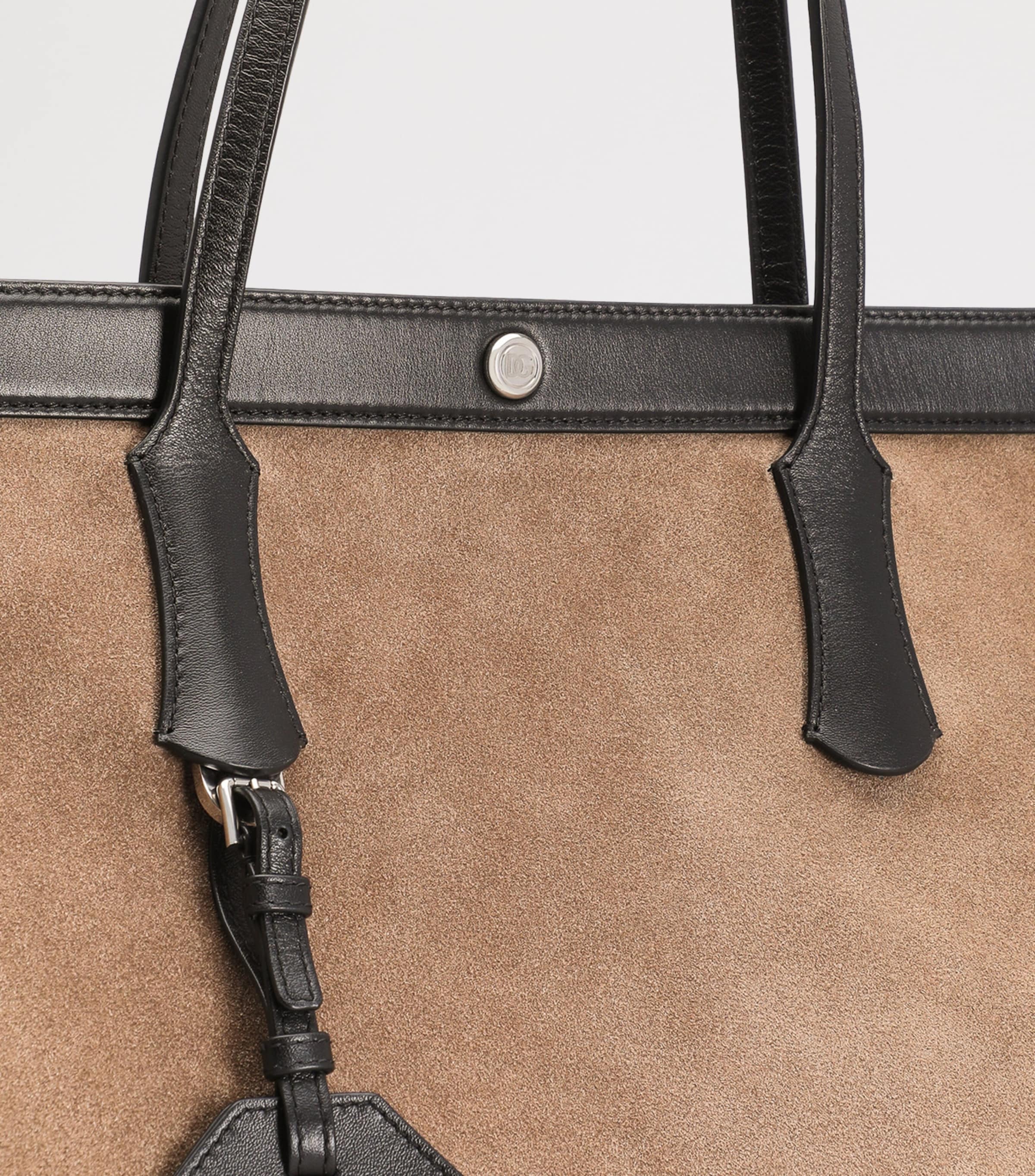 Suede Atene Tote Bag 8M067-NUT/BLACK Image 6