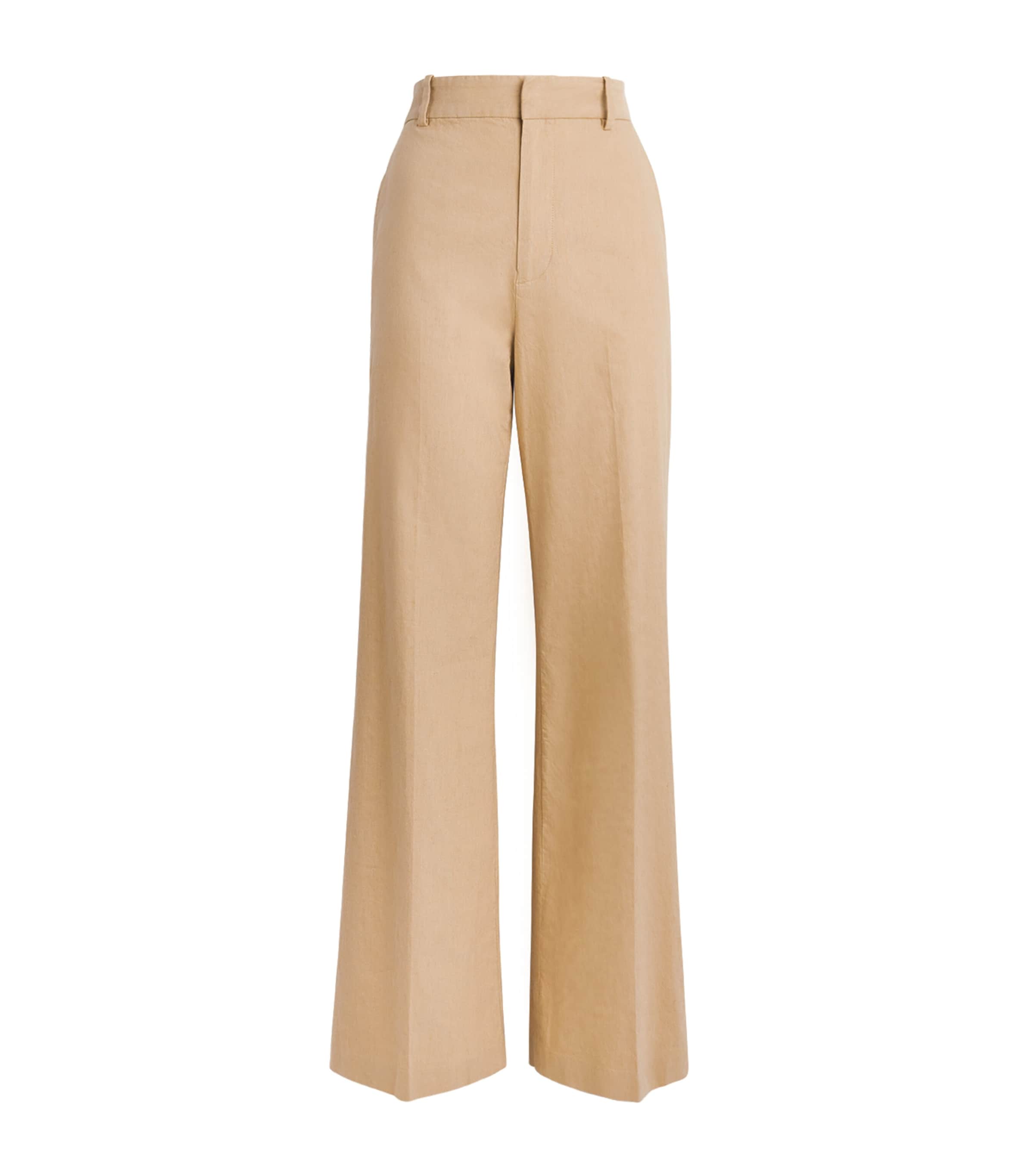 Polo Ralph Lauren Womens Stretch Cotton-Linen Beaton Trousers Classic Camel Image 1