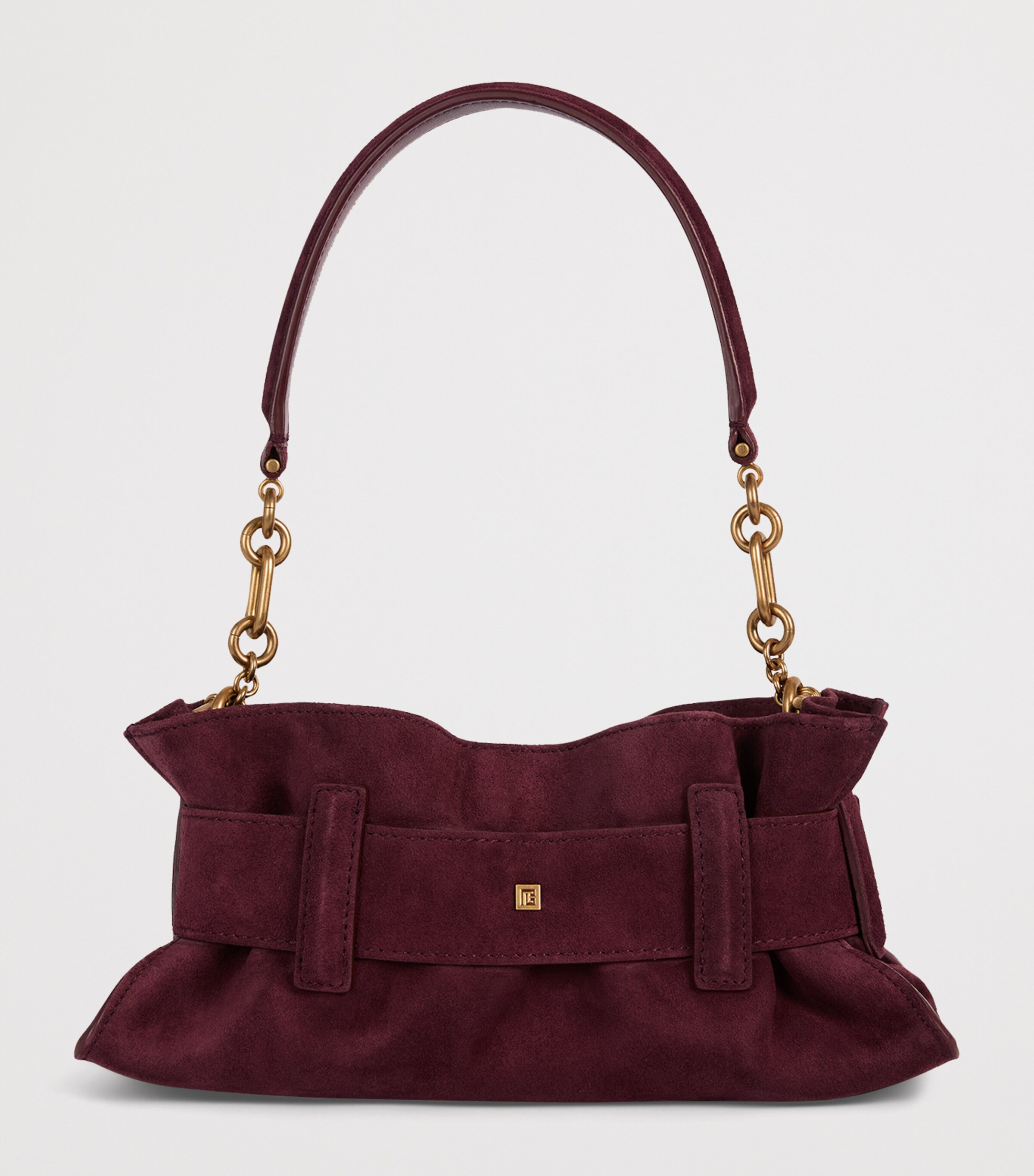 Balmain Mini Suede Anthem Shoulder Bag Lie De Vin Image 8