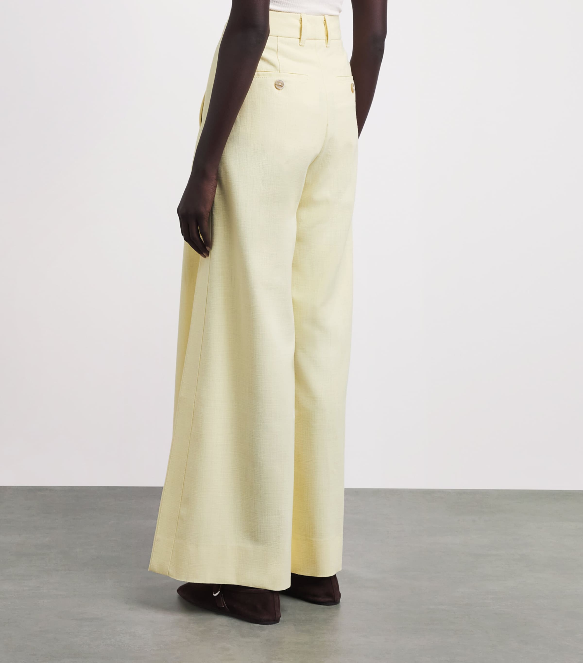 ME+EM Womens Pleated Wide-Leg Trousers Dusted Lemon Yellow Image 5