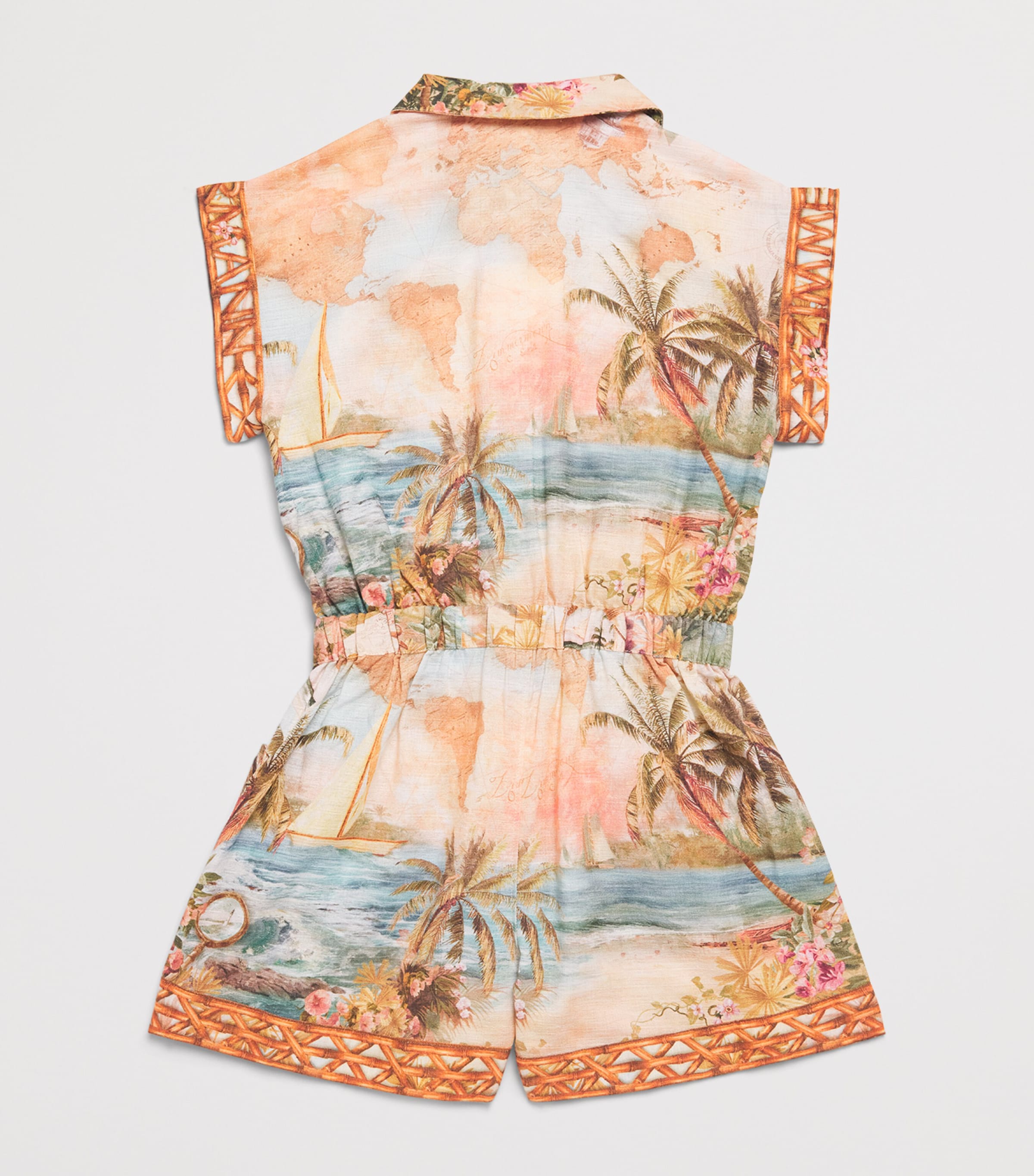 Zimmermann Kids Cotton Mahon Playsuit (2-12 Years) Island Map Blue Image 2