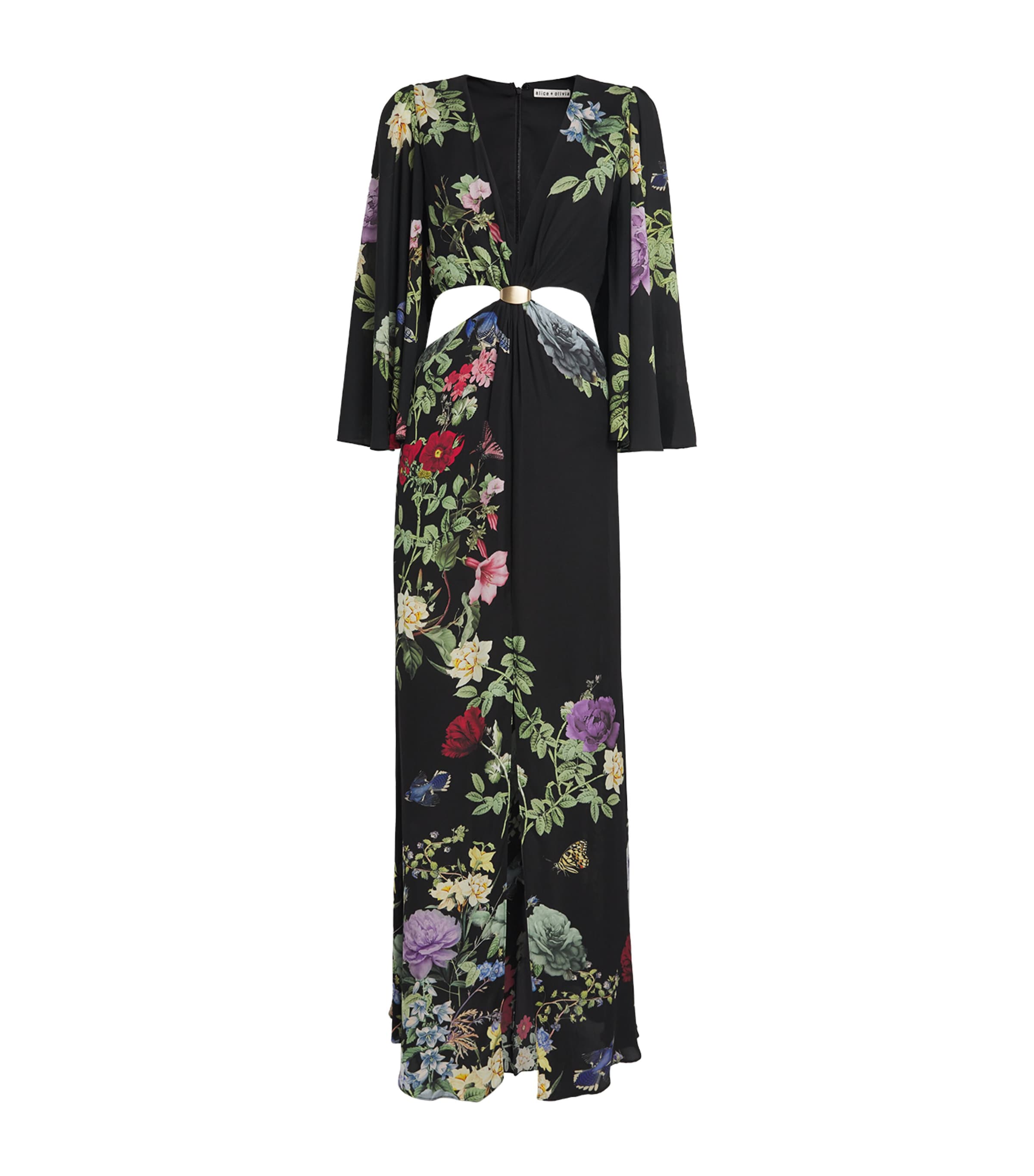 Alice And Olivia Floral Georgiana Maxi Dress In Black