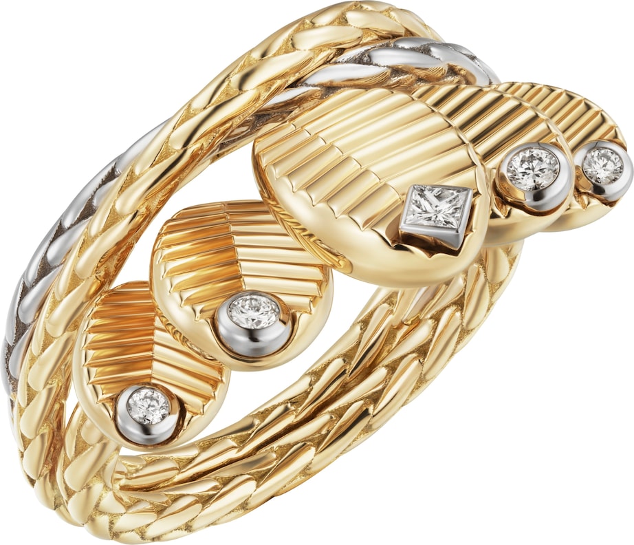 Yellow Gold, White Gold and Diamond Grain de Café Ring YELLOW GOLD Image 11