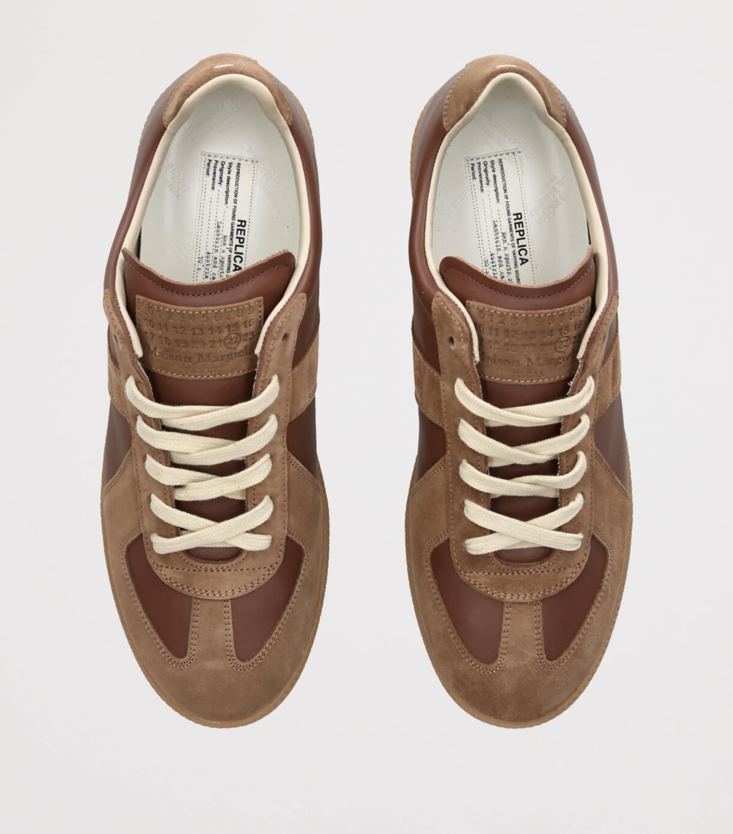 Leather-Suede Replica Sneakers MID BROWN Image 4