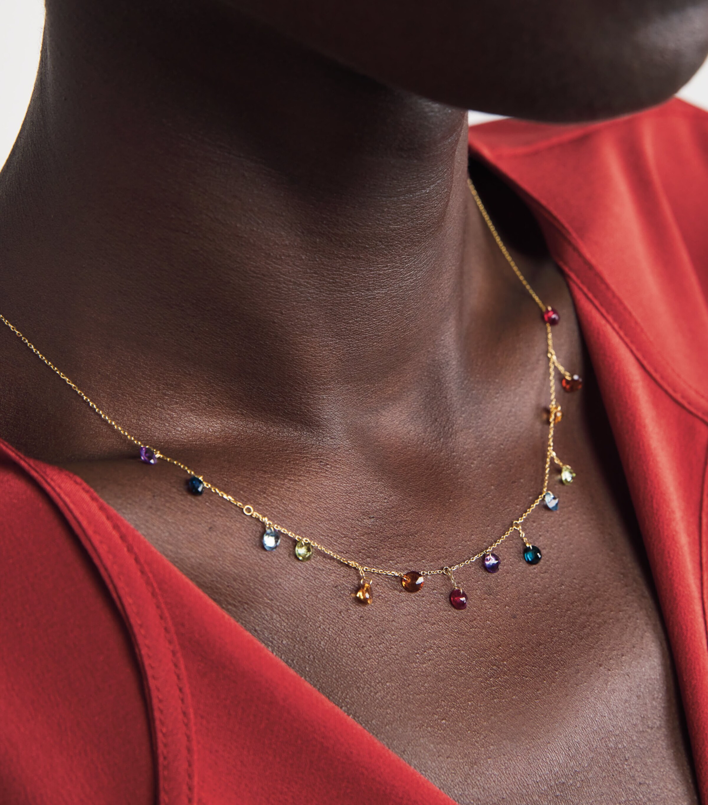 Persée Yellow Gold and Multicoloured Gemstone Fourteen Chakra Necklace Yellow Gold Image 2