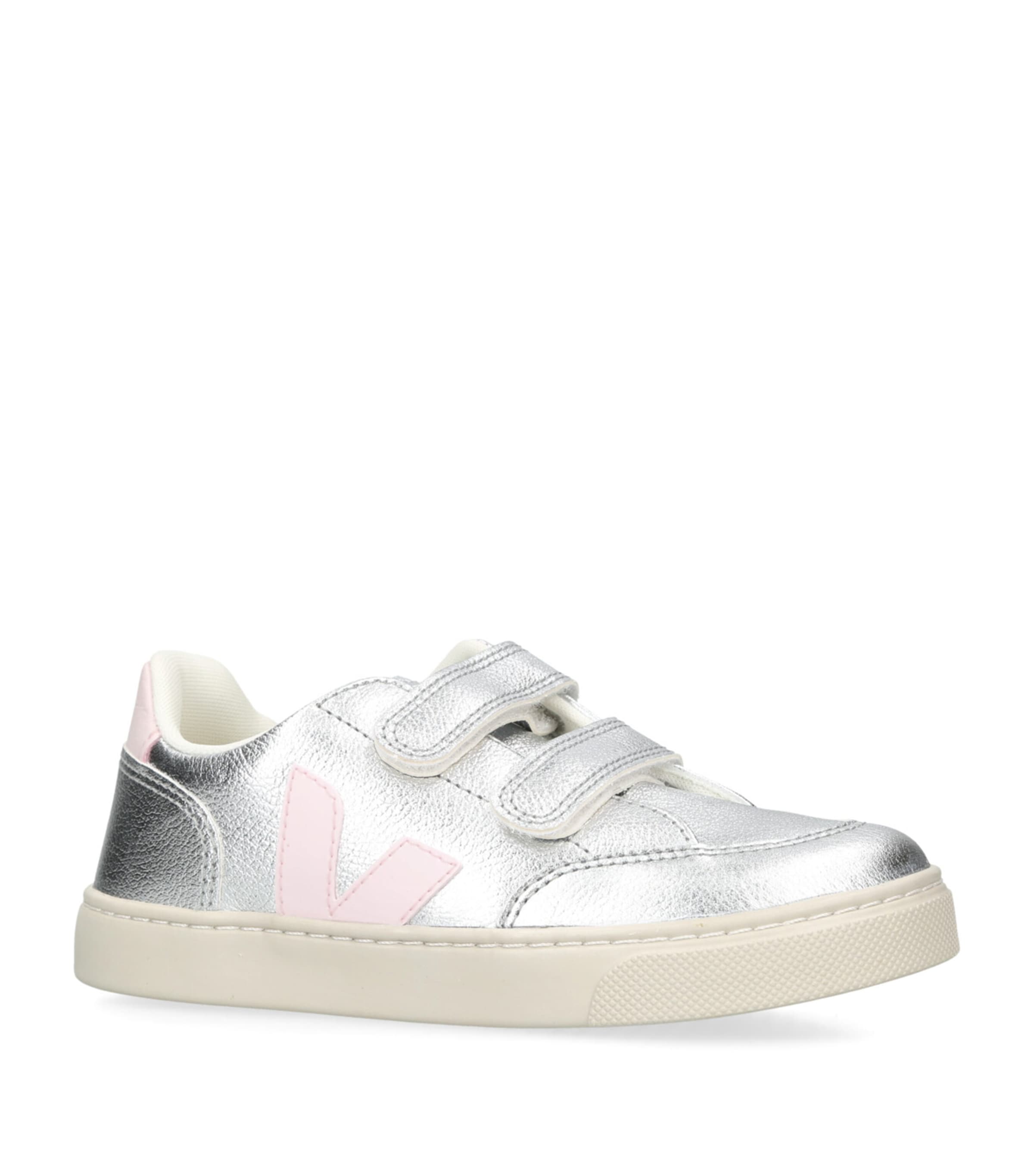 Leather V-12 Velcro Sneakers SILVER Image 3