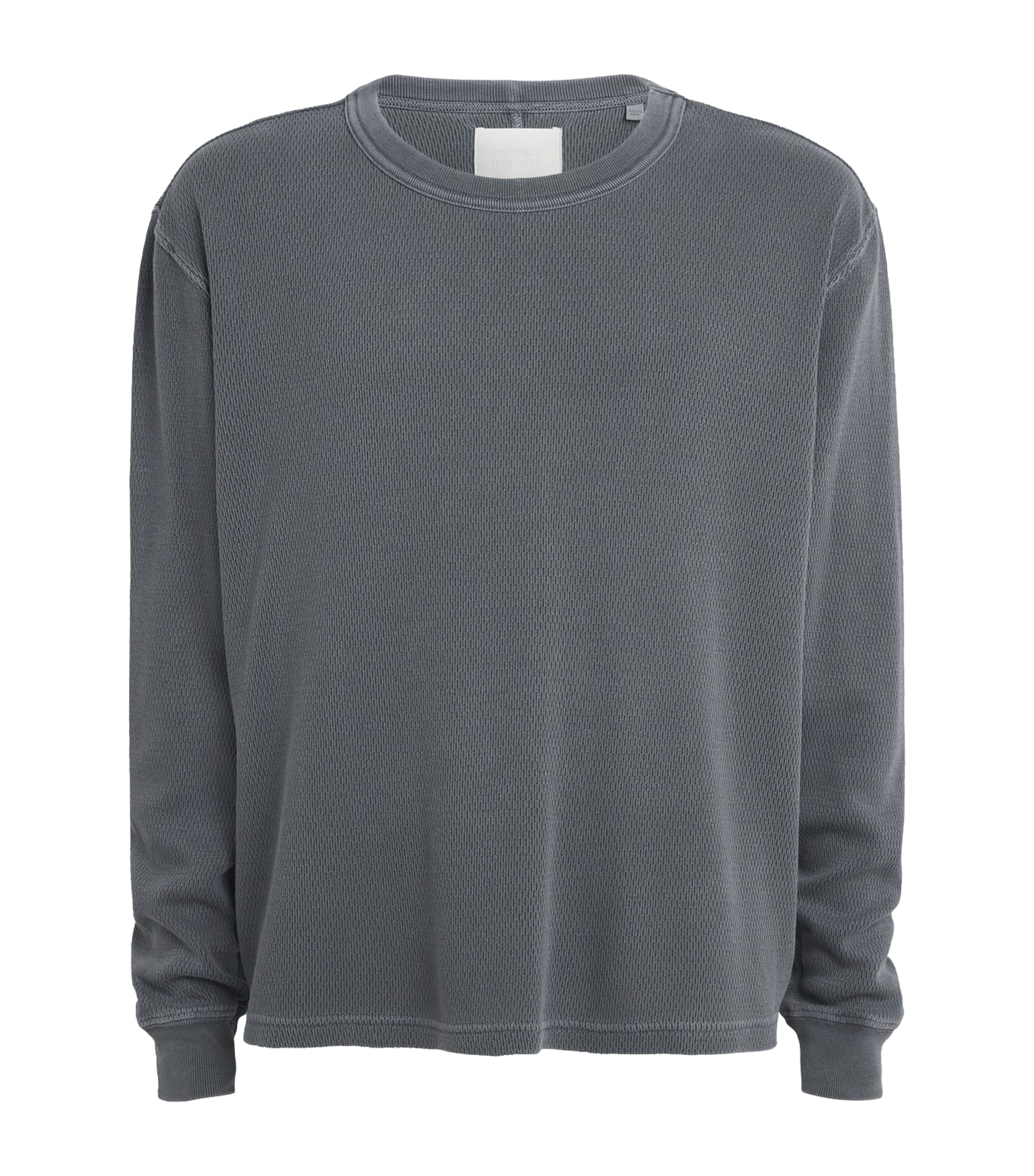 Citizens of Humanity Mens Cotton Waffle-Stitch Sweater Slate Image 1
