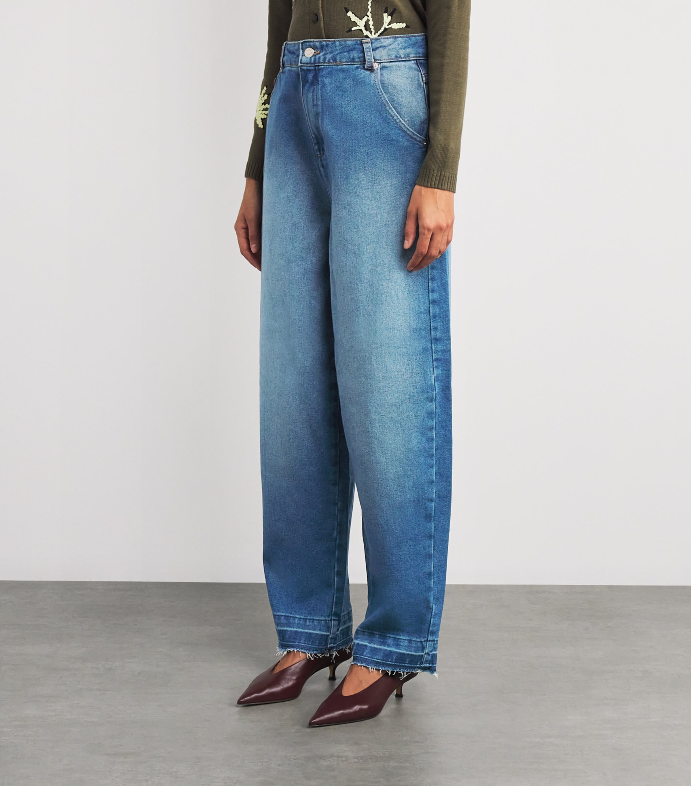 Re-Edit High-Rise Barrel-Leg Jeans NAVY Image 3
