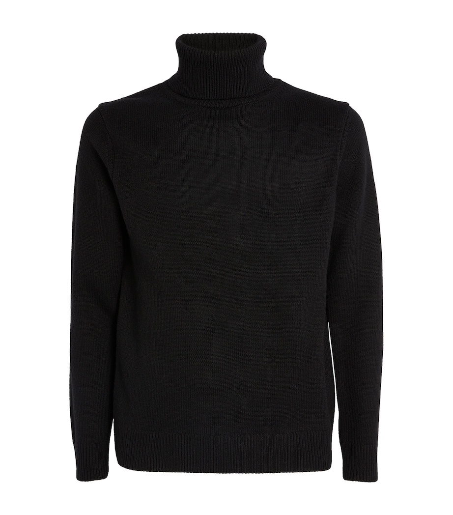 Sandro Paris Mens Wool-Blend Rollneck Sweater Black Image 1