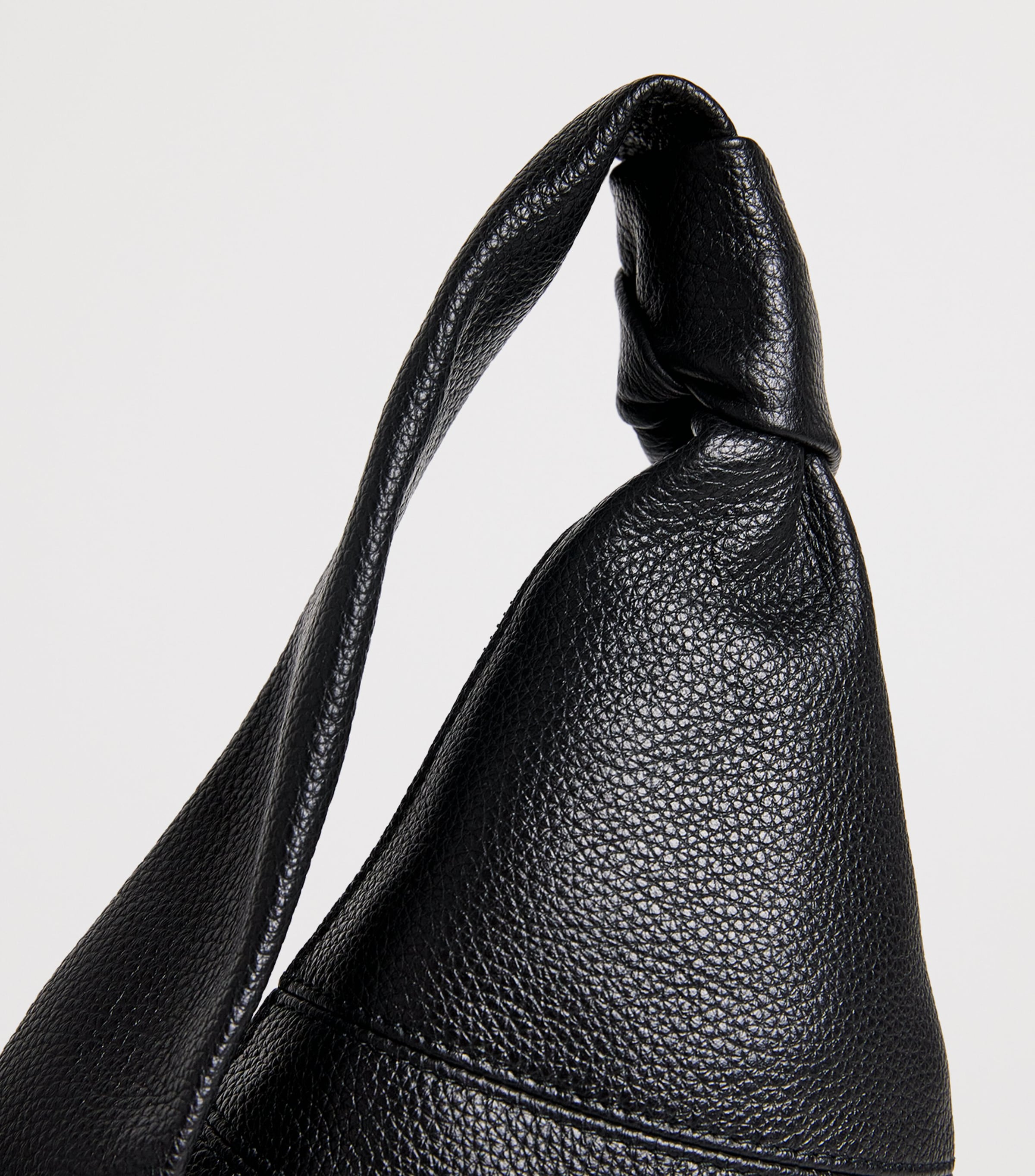 Small Grained Leather Croissant Cross-Body Bag BK999 BLACK Image 6