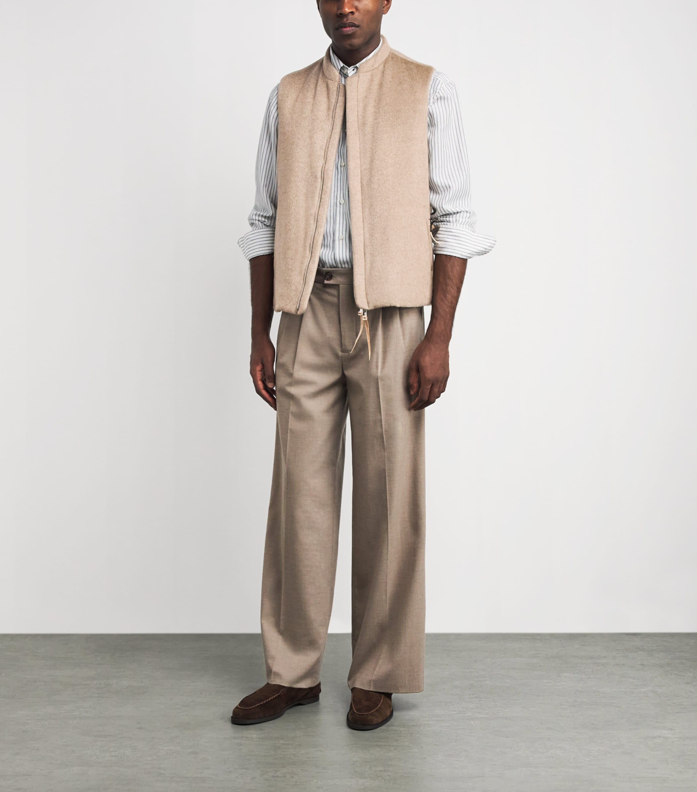 Alan Scott Mens Cashmere-Blend Zibeline Gilet Natural Image 2