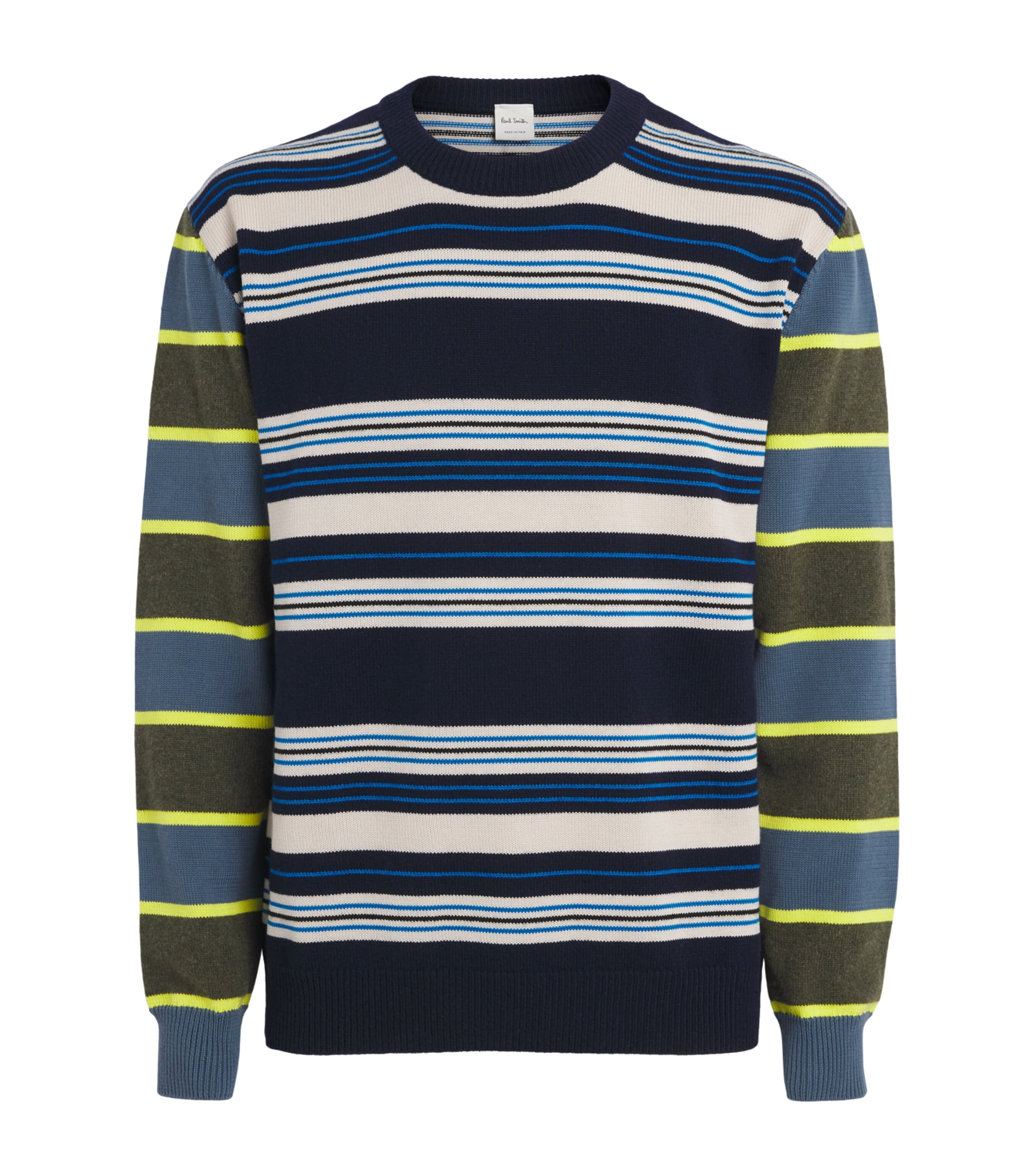 Paul Smith Mens Wool-Cotton Stripe Sweater Dark Navy Image 1