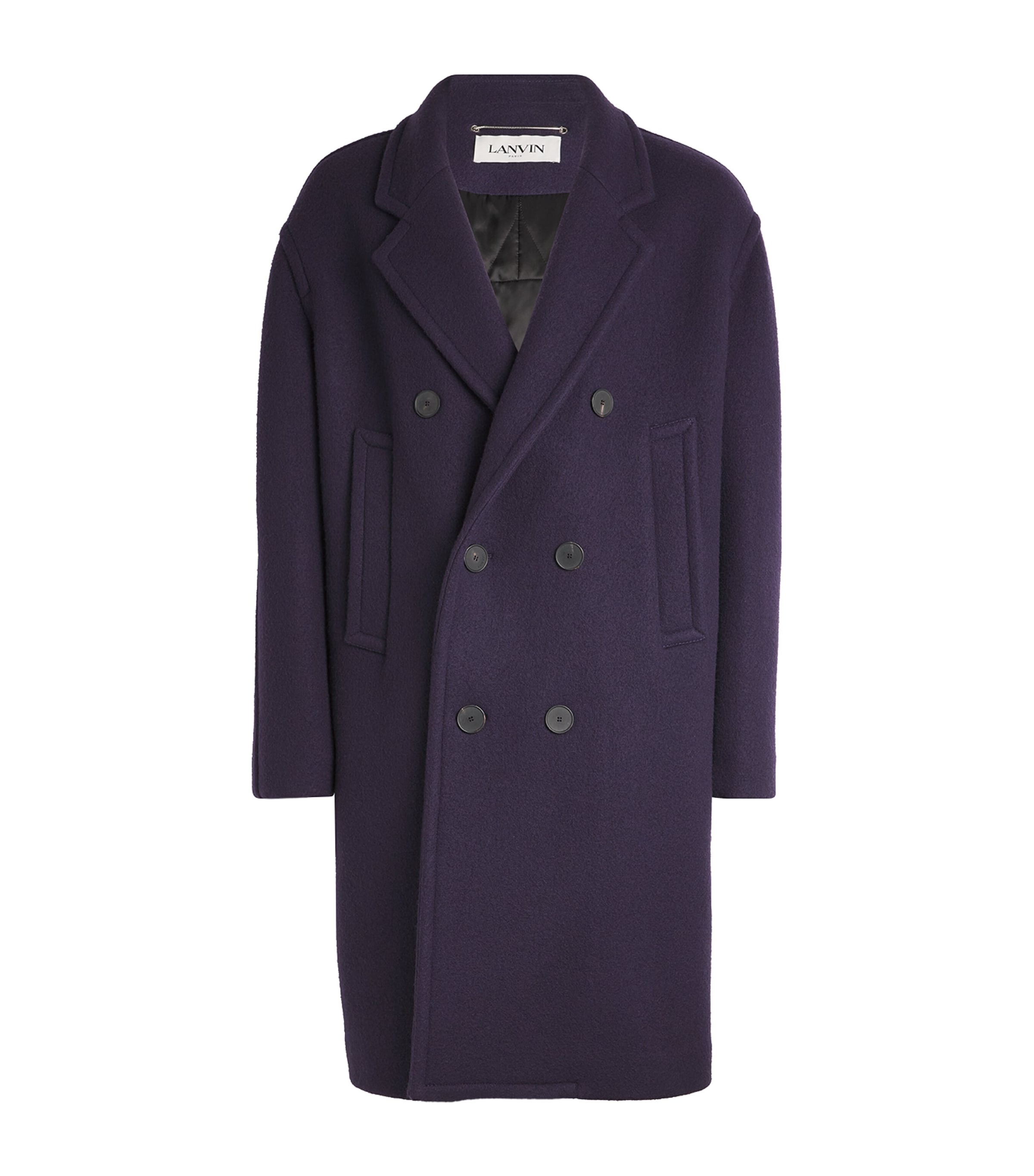 Lanvin Wool Double-breasted Pea Coat In Navy