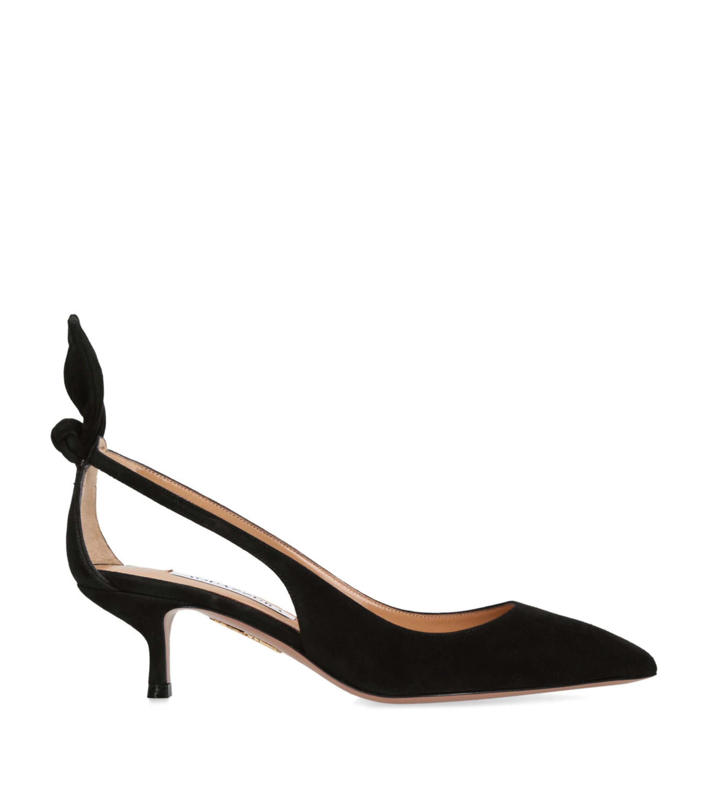 Aquazzura 50 Bow-tie Suede Pumps In Black