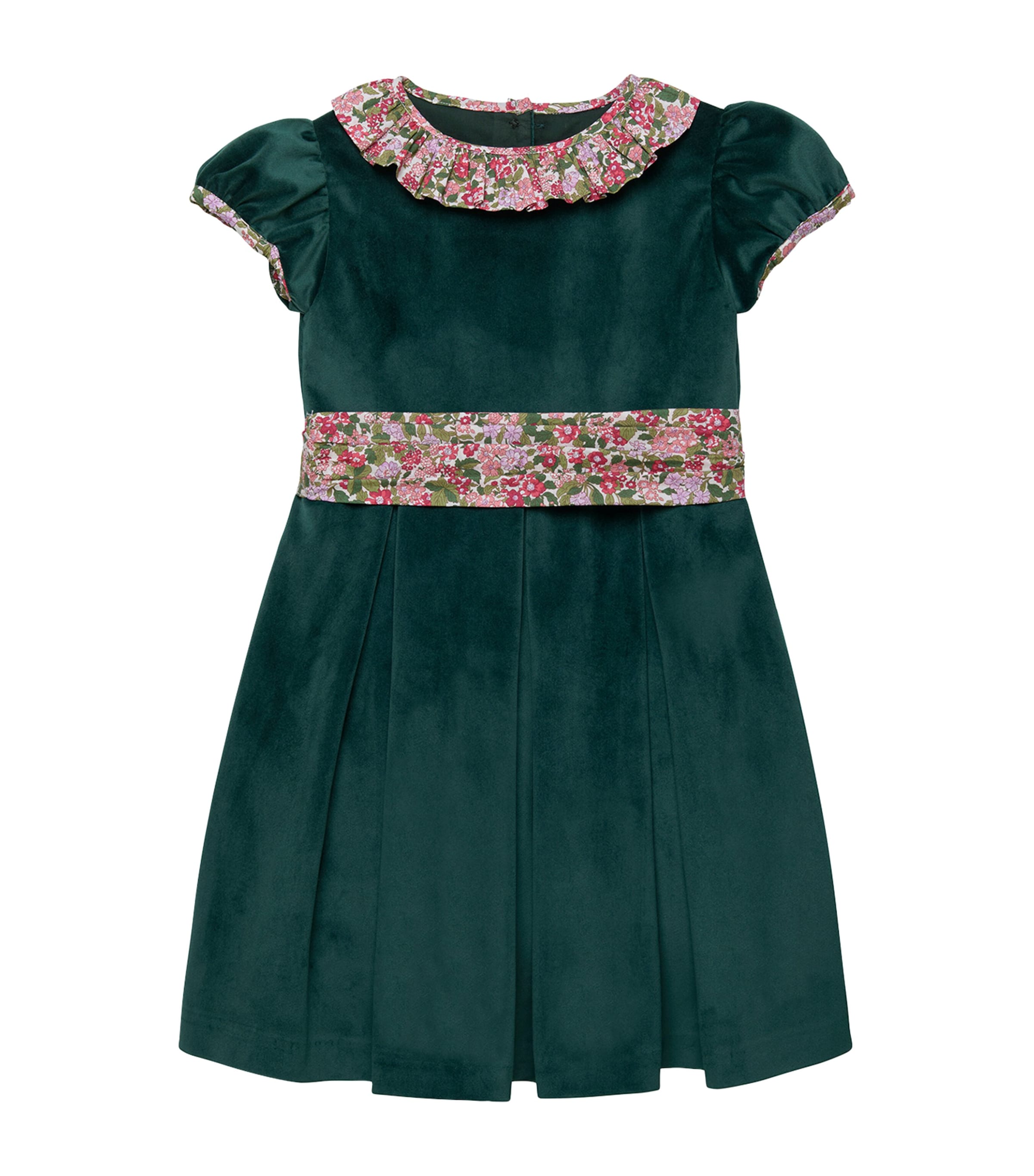 Trotters Velvet Party Dress (2-5 Years) Green Velv/red Hedge Image 1