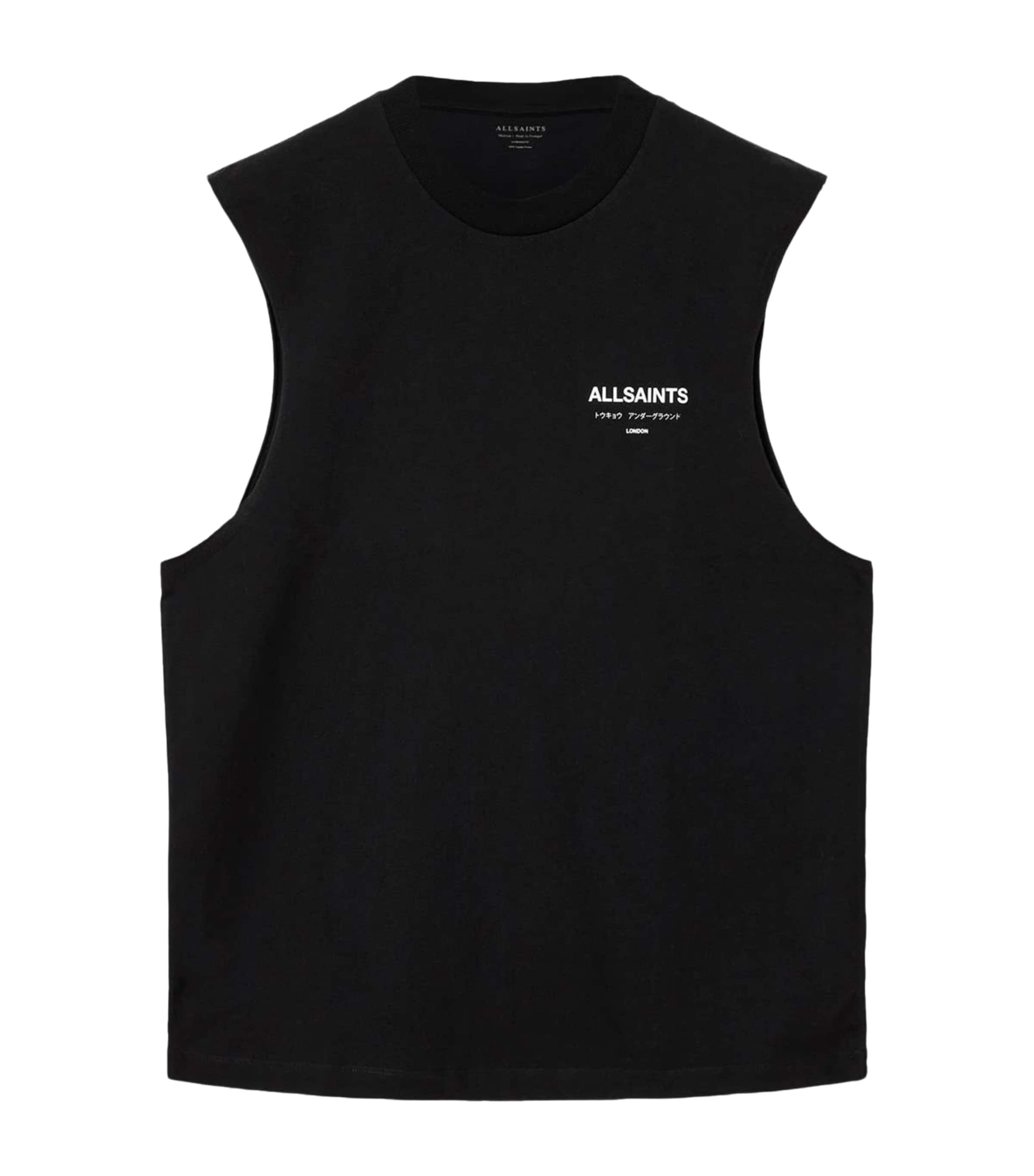 AllSaints Mens Cotton Underground Tank Top Jet Black Image 1