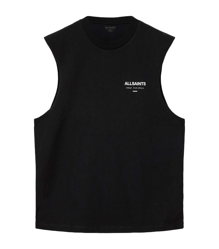 AllSaints Mens Cotton Underground Tank Top Jet Black Image 1