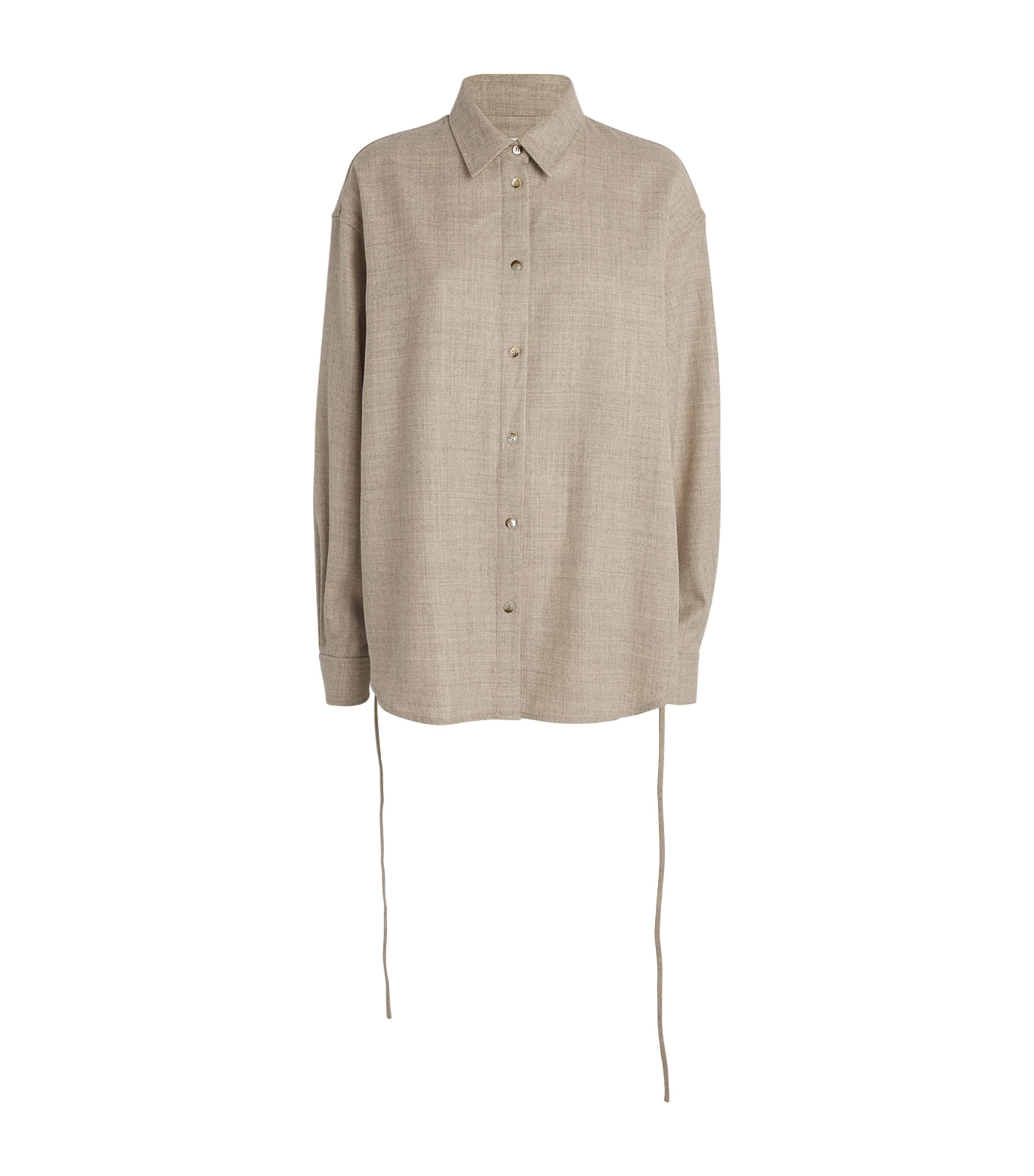 Le 17 Septembre Wool Drawstring Shirt In Neutral