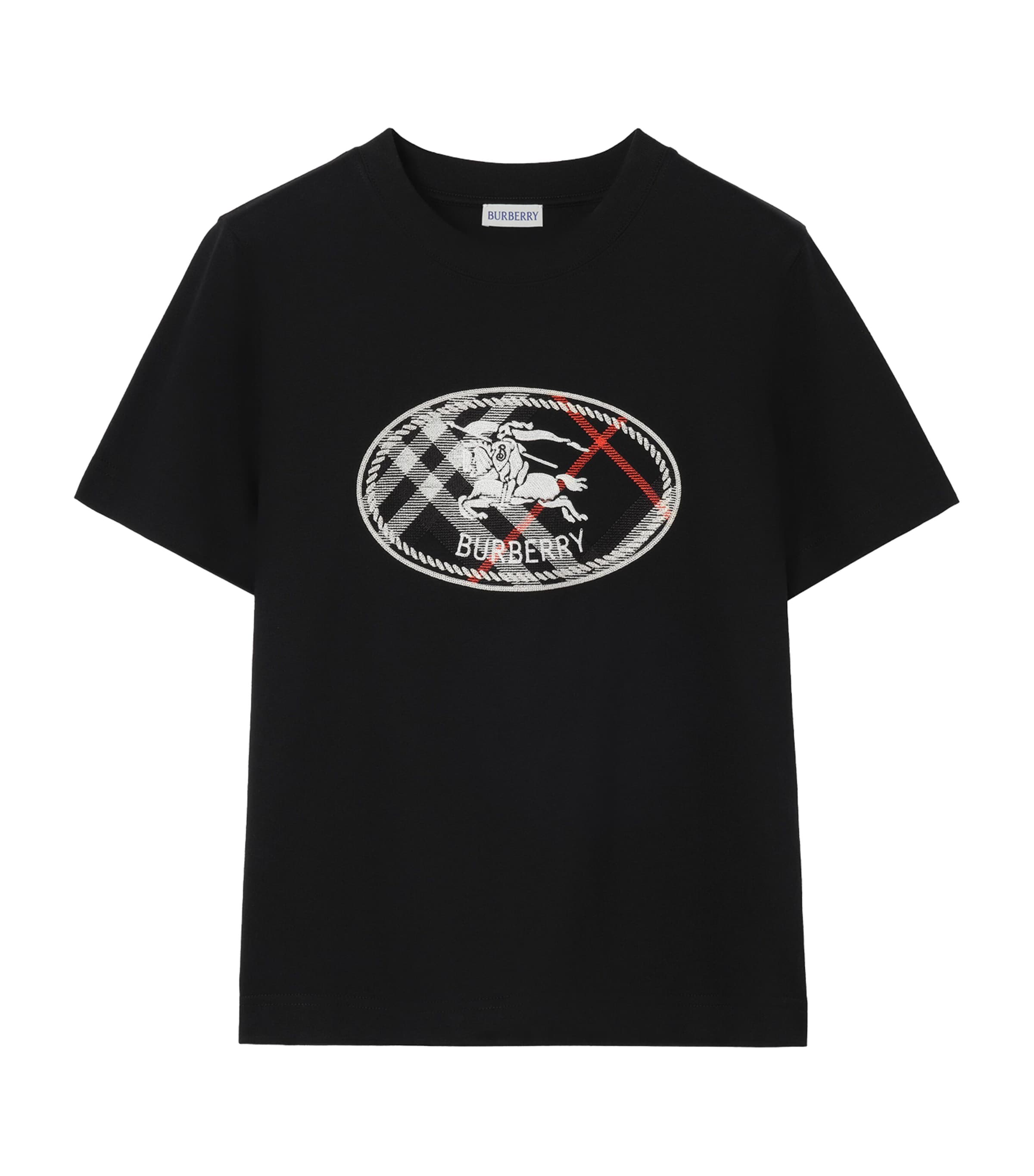 Burberry Womens Cotton Check EKD T-Shirt Black Image 1