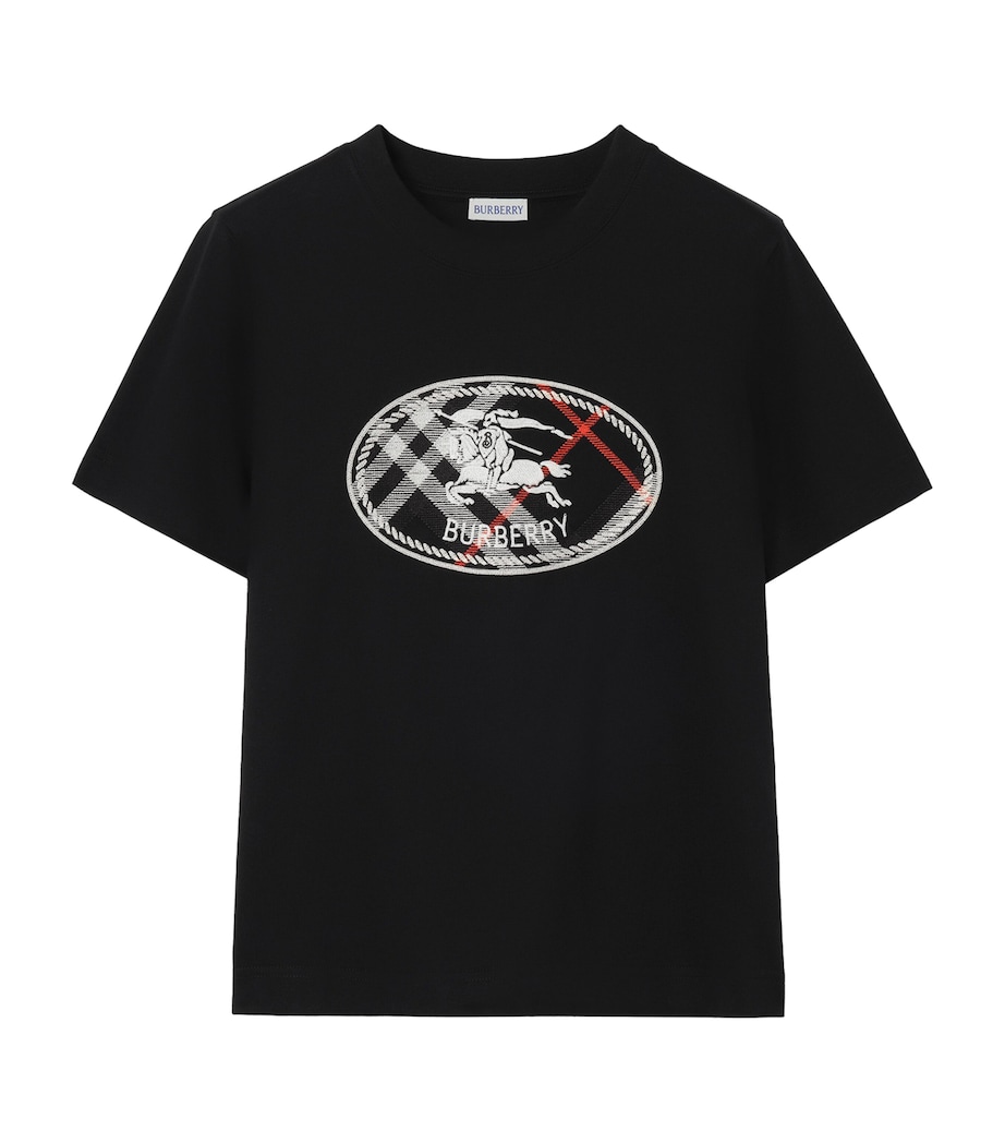 Burberry Womens Cotton Check EKD T-Shirt Black Image 1