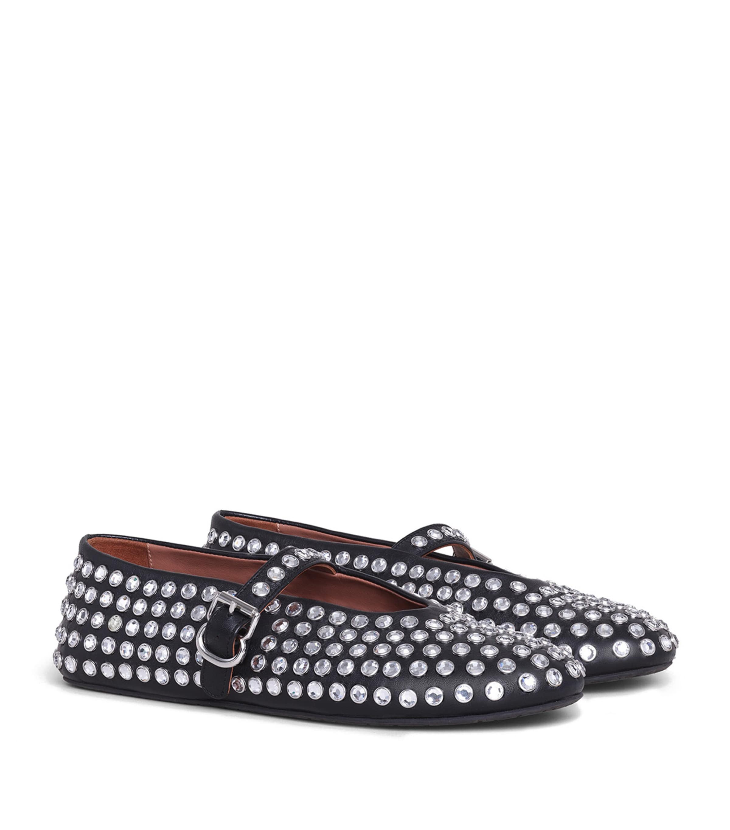 Alaïa Womens Lambskin Embellished Ballet Flats Noir Image 2