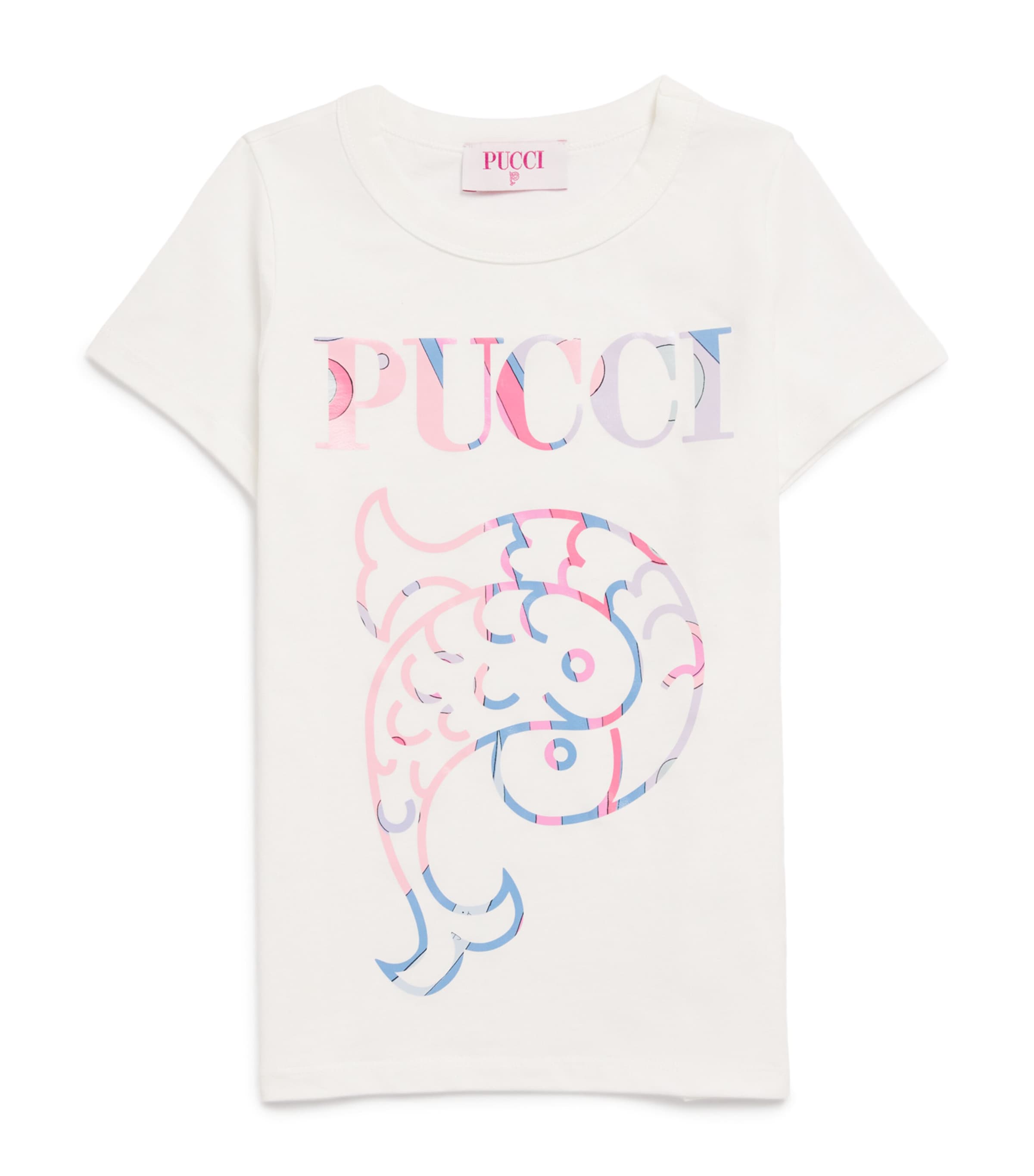 Shop Pucci Junior Cotton Logo T-shirt In Ivory