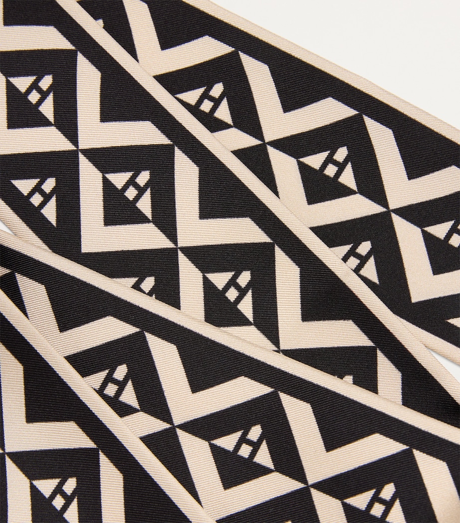 Harrods Silk Geometric Print Skinny Scarf Black Image 6