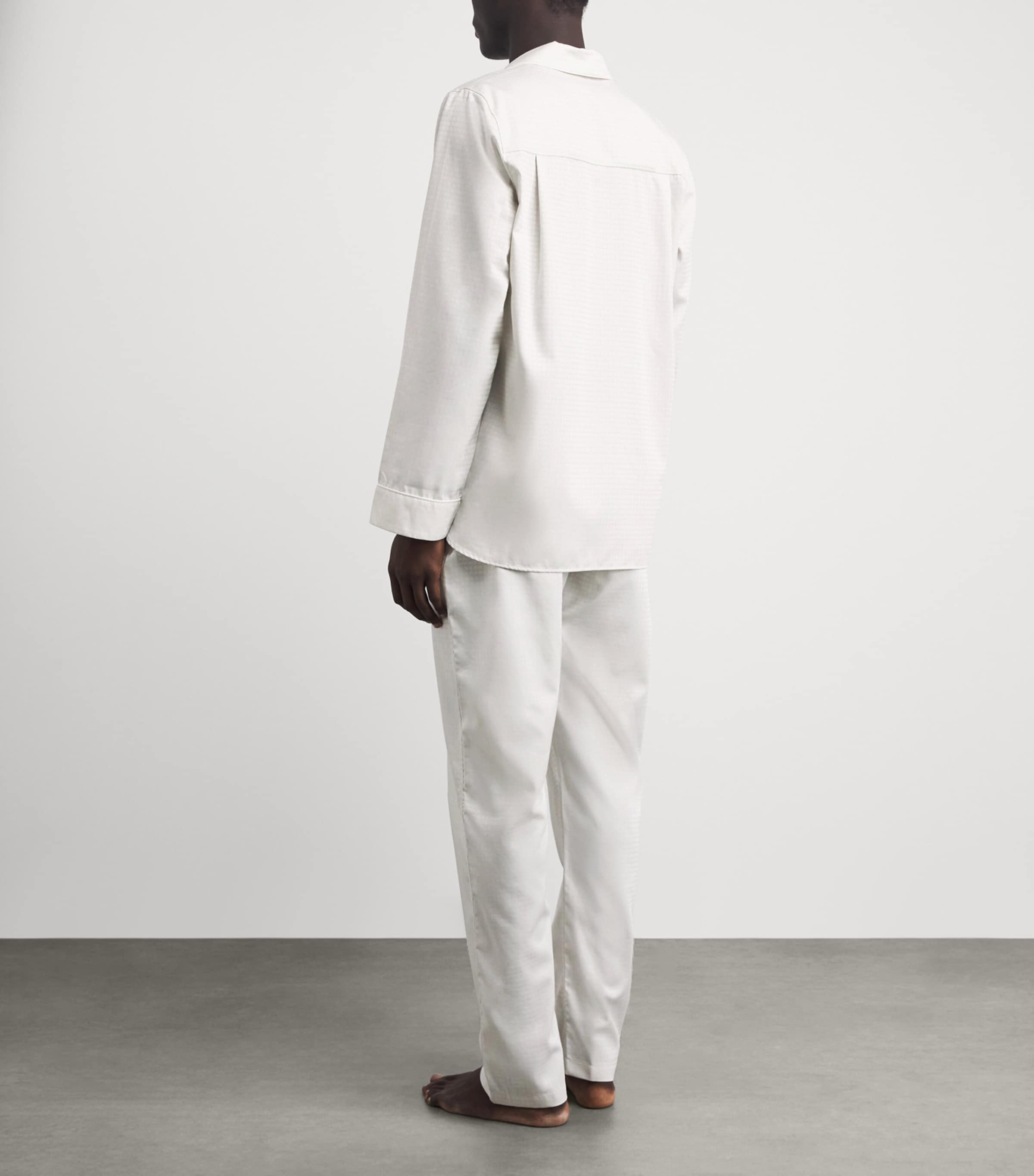 Zimmerli Mens Luxury Jacquard Pyjama Set Sphere Beige Image 4