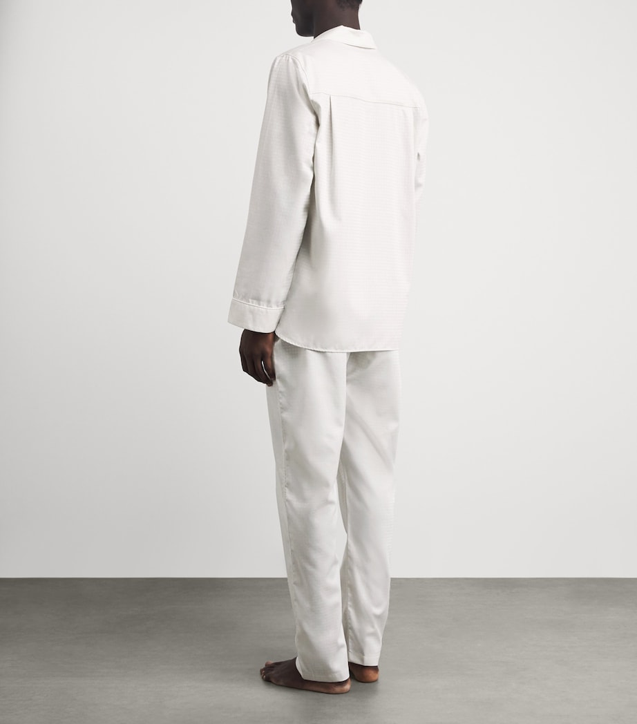 Zimmerli Mens Luxury Jacquard Pyjama Set Sphere Beige Image 4