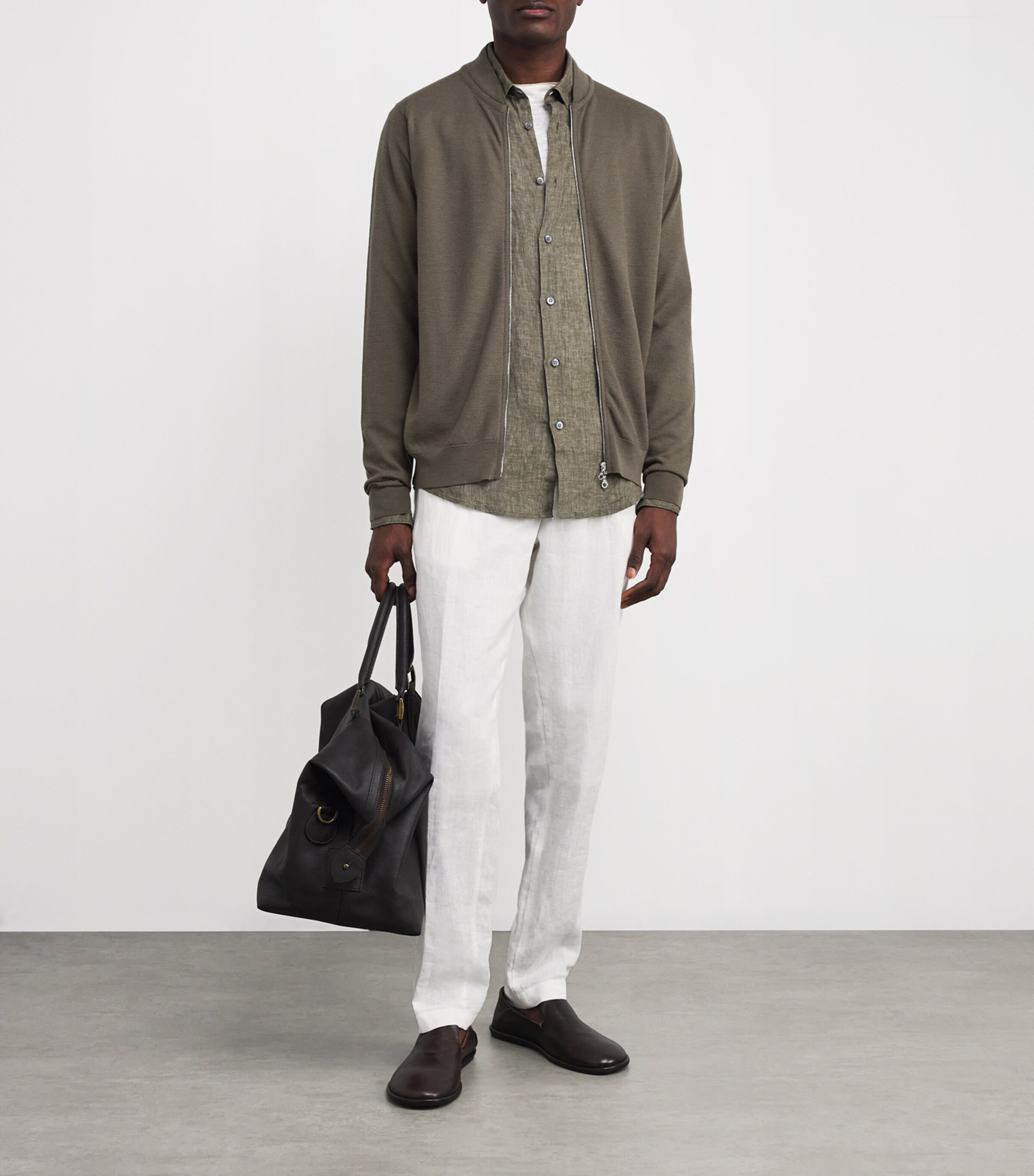 John Smedley Green Extra Fine Merino Wool 16.Singular Bomber