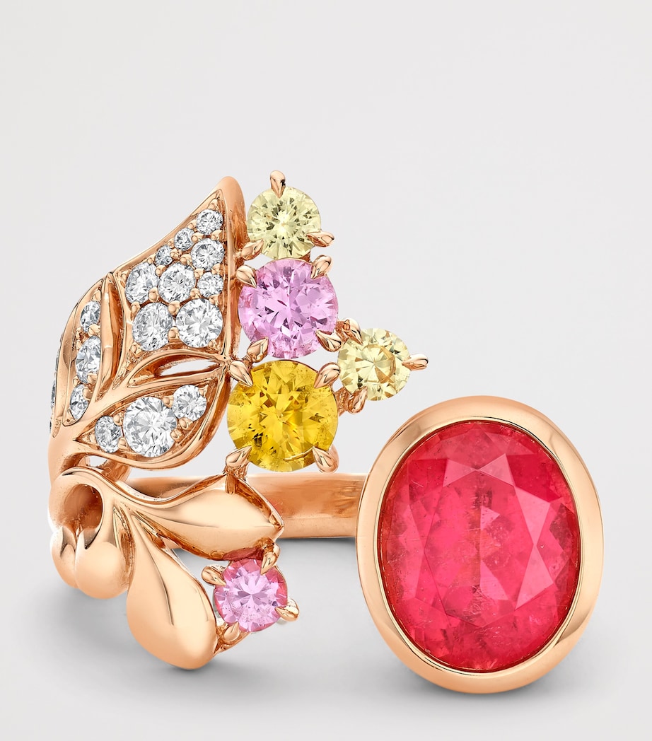 Boodles Rose Gold, Diamond, Tourmaline and Sapphire Silk Mantua Palace Ring Pink Image 3