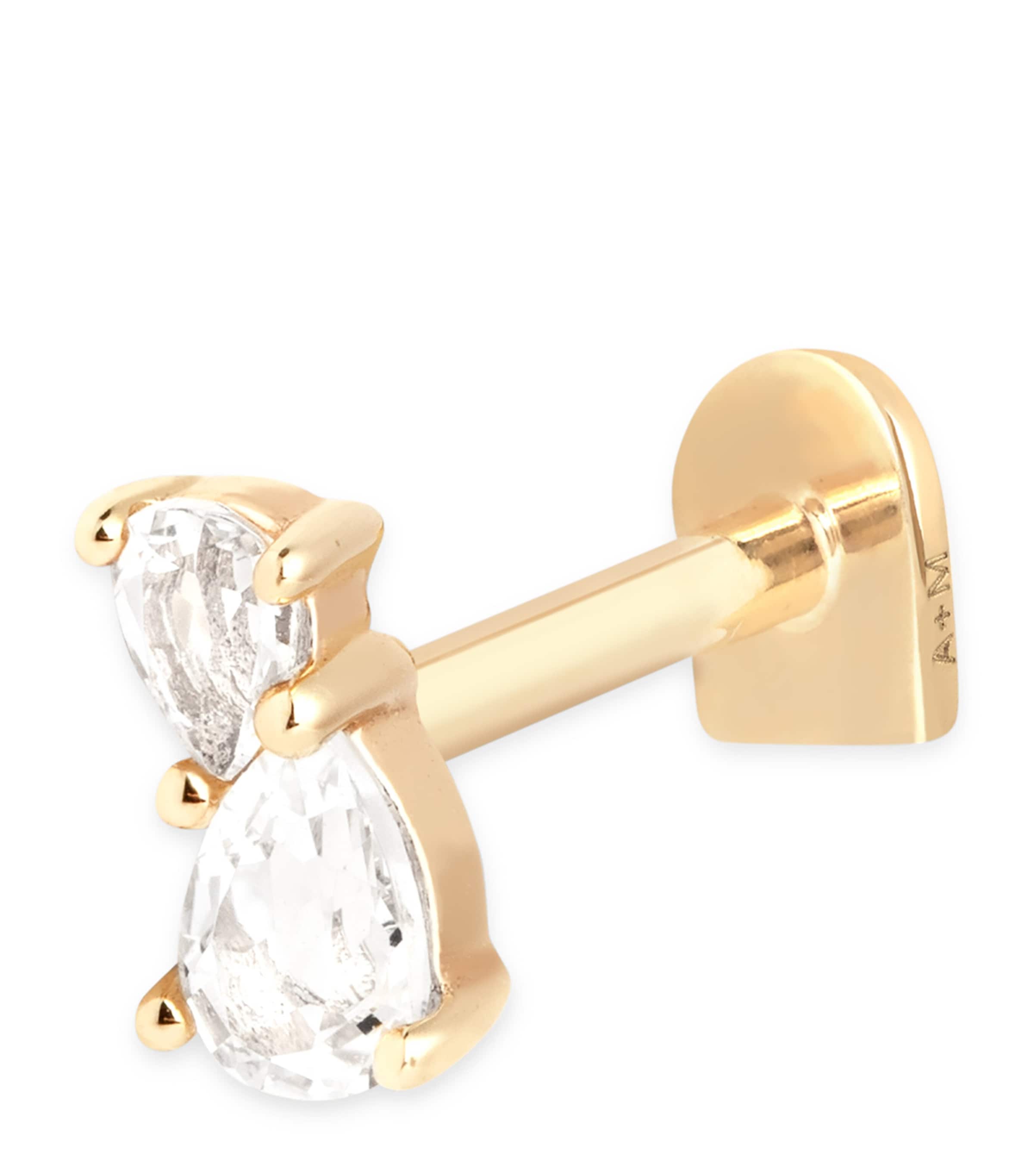 Astrid & Miyu Yellow Gold And Topaz Single Stud Earring In Gold