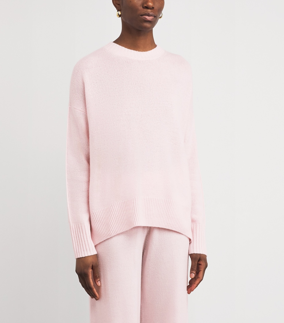 Allude Womens Cashmere Crew-Neck Sweater Pink Image 3