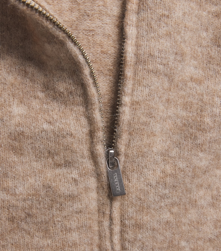 Barena Mens Alpaca-Blend Zip-Up Cardigan Ecru Image 6