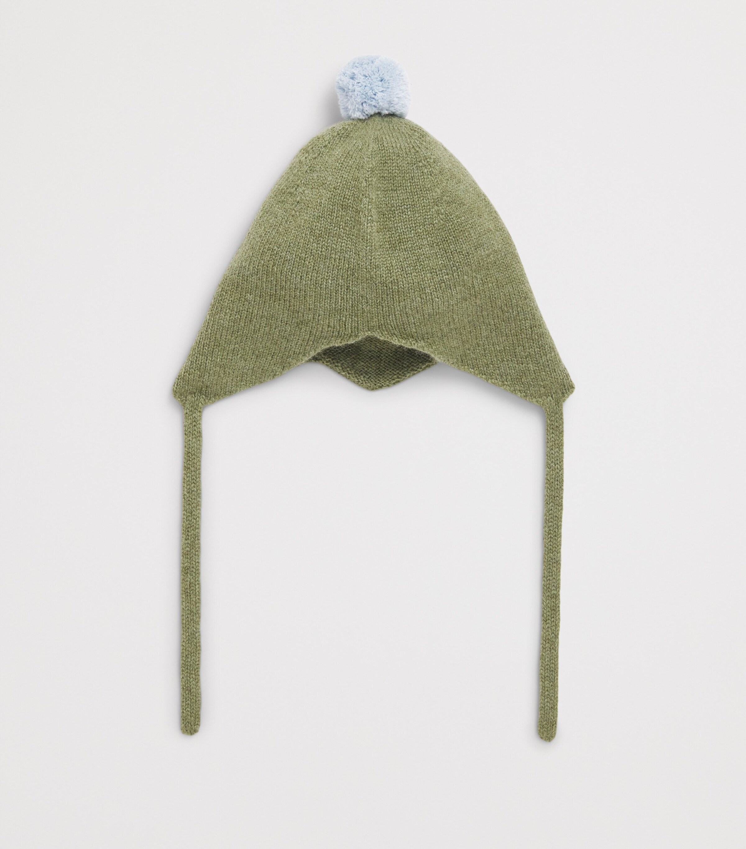 Rosie Sugden Cashmere Pom-Pom Bonnet (0-24 Months) Fern/spa Blue Image 2