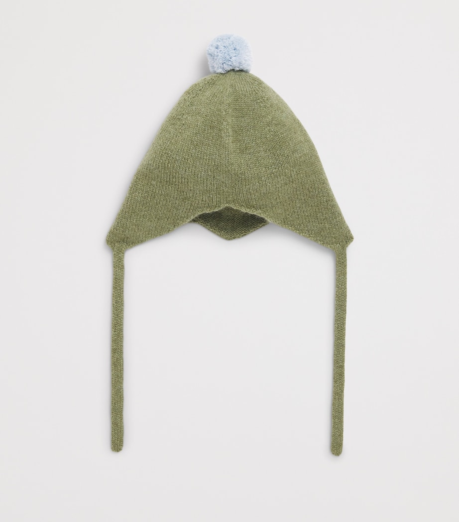 Rosie Sugden Cashmere Pom-Pom Bonnet (0-24 Months) Fern/spa Blue Image 2