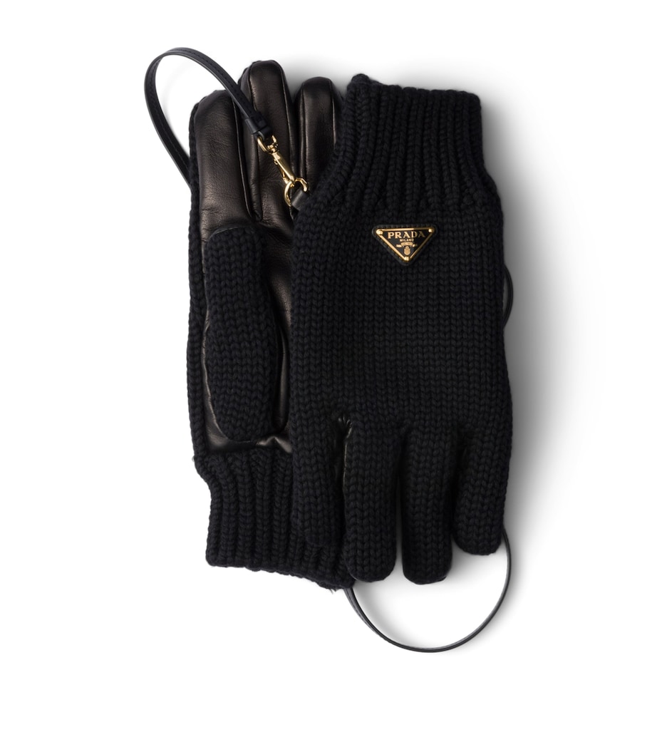 Wool-Blend Leather-Trim Gloves F0002 Image 1