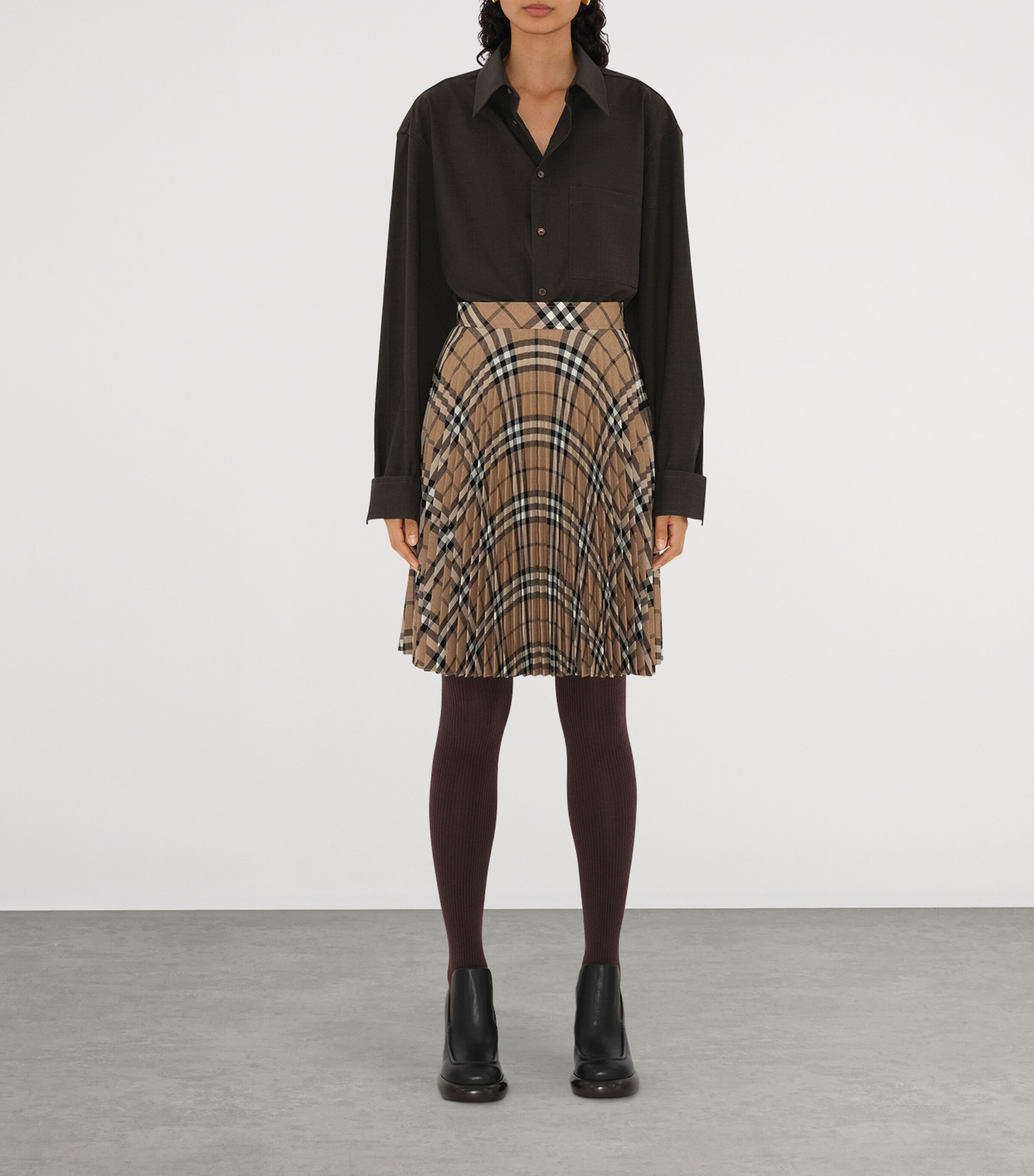 Burberry Beige Check Pleated Mini Skirt | Harrods US