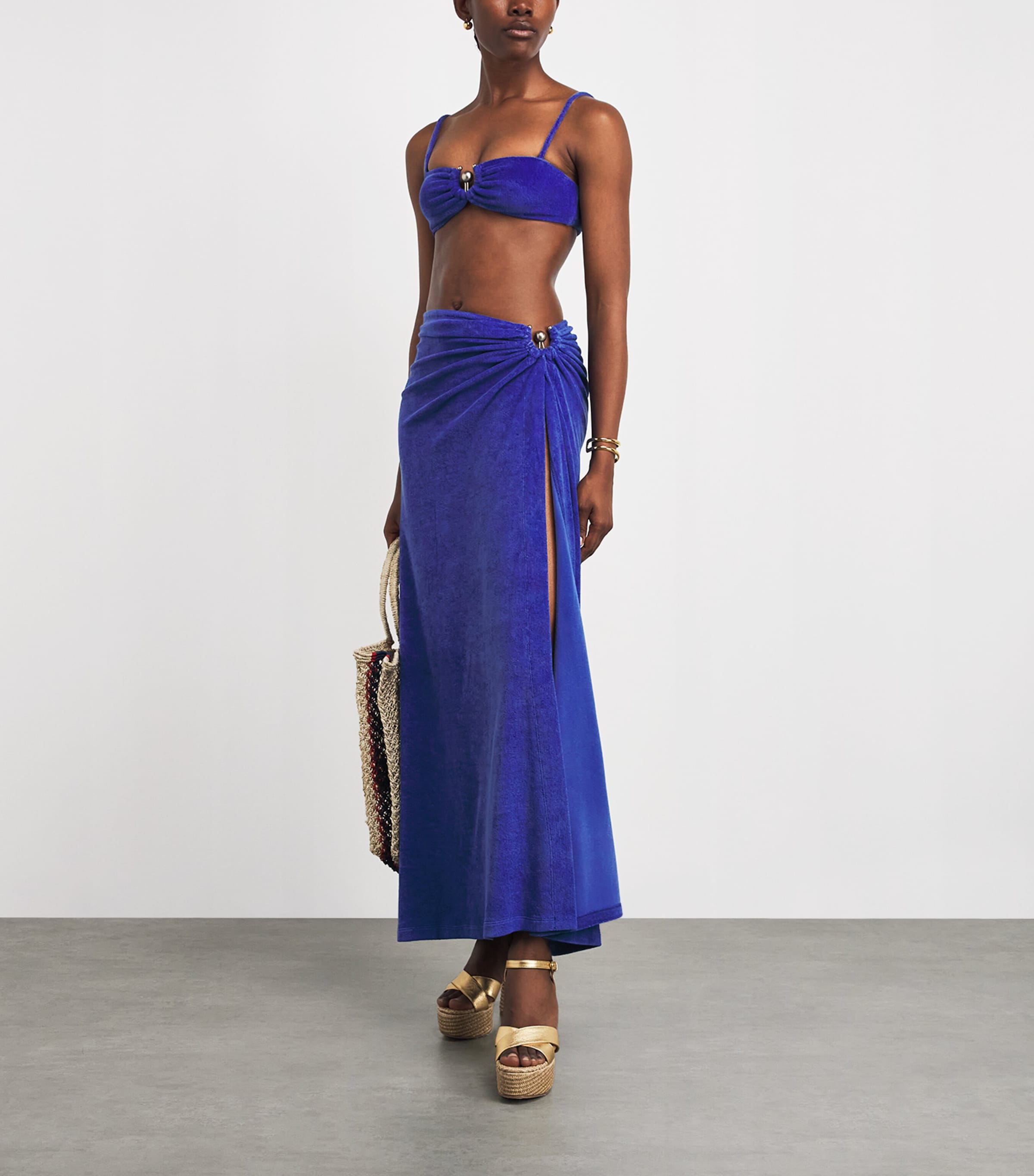 Christopher Esber Womens Towelling Orbit Bikini Top Indigo Image 2