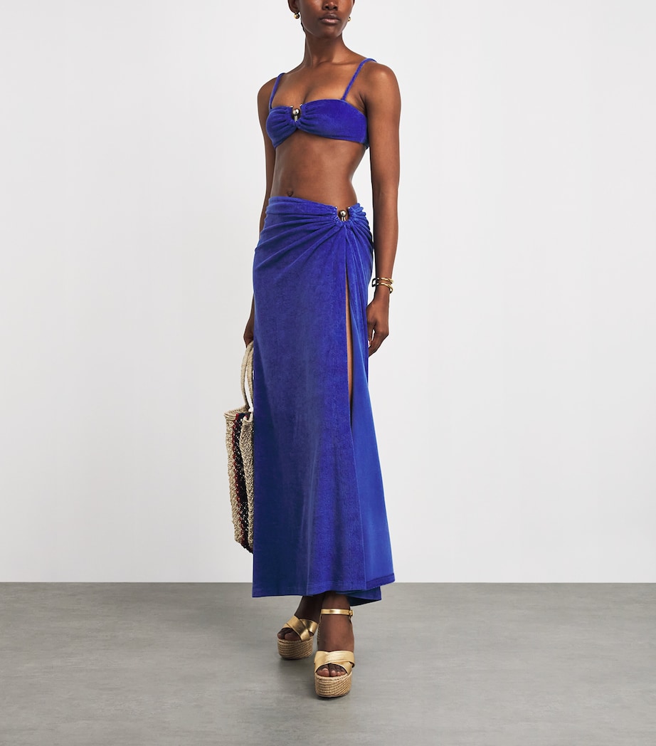 Christopher Esber Womens Towelling Orbit Bikini Top Indigo Image 2