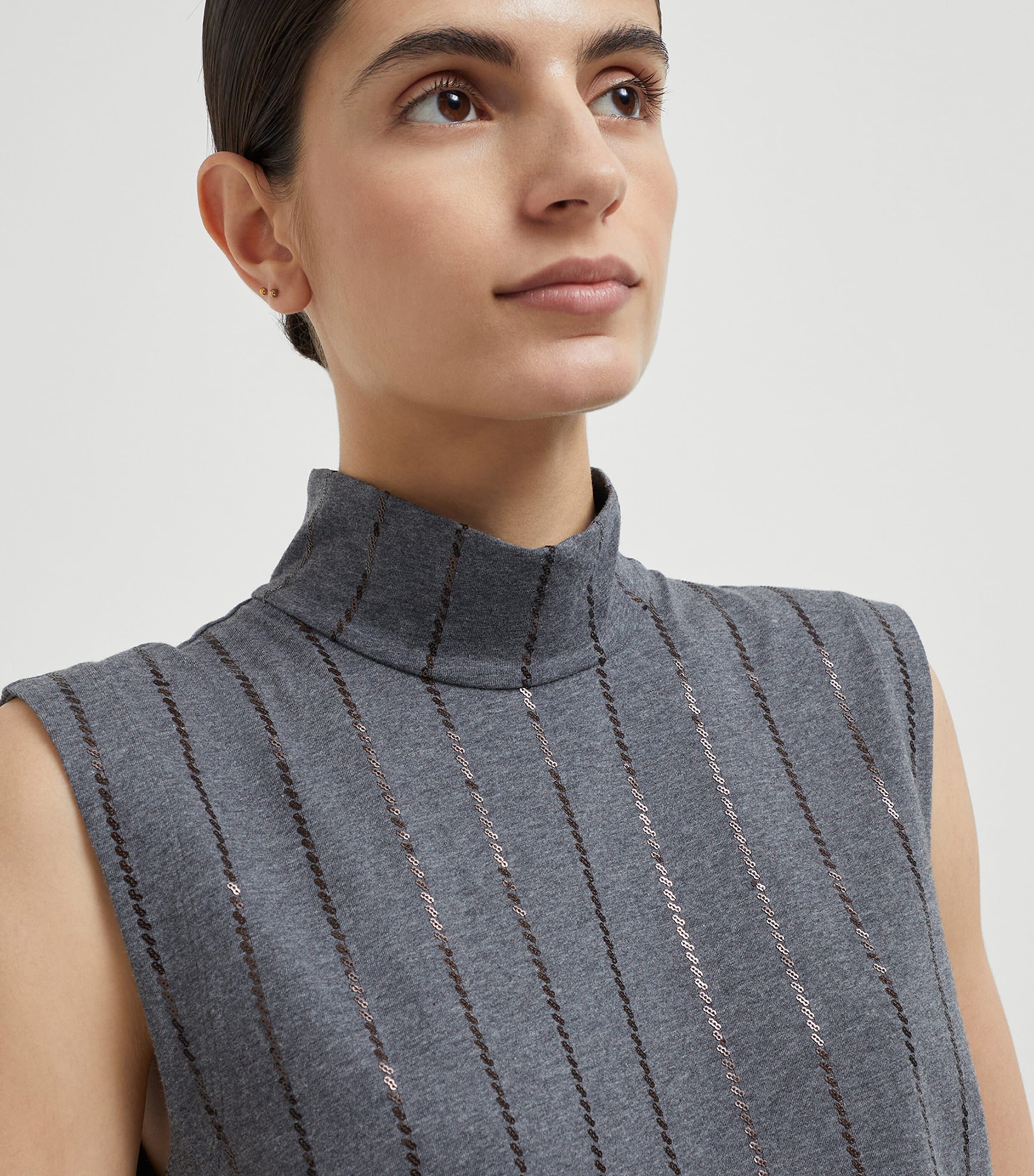 Cotton Sequin-Stripe Sleeveless Top C080 Image 6