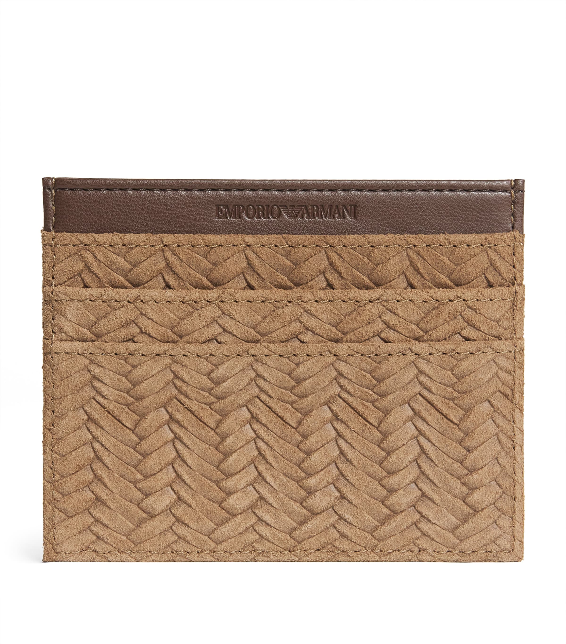 Emporio Armani Suede Embossed Card Holder Image 1