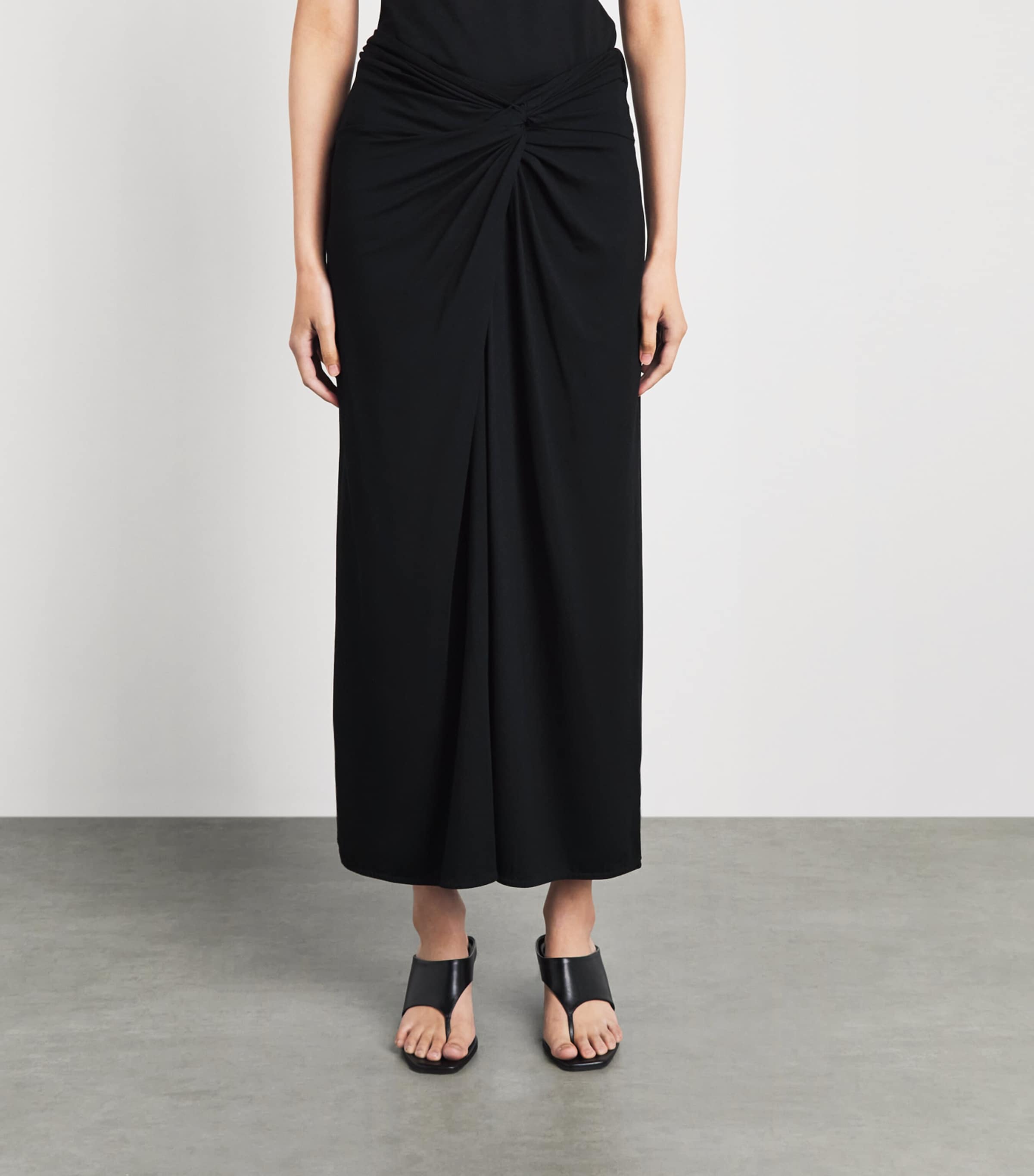 ME+EM Womens Jersey Knot Maxi Skirt Black Image 4