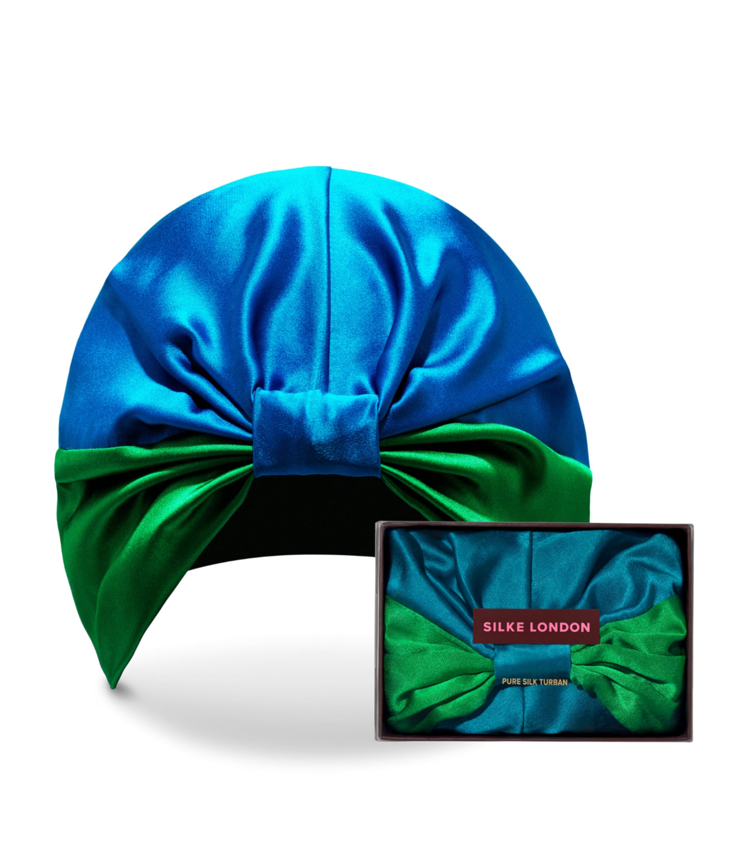 SILKE Mulberry Silk Hair Bonnet Blue And Green Image 1